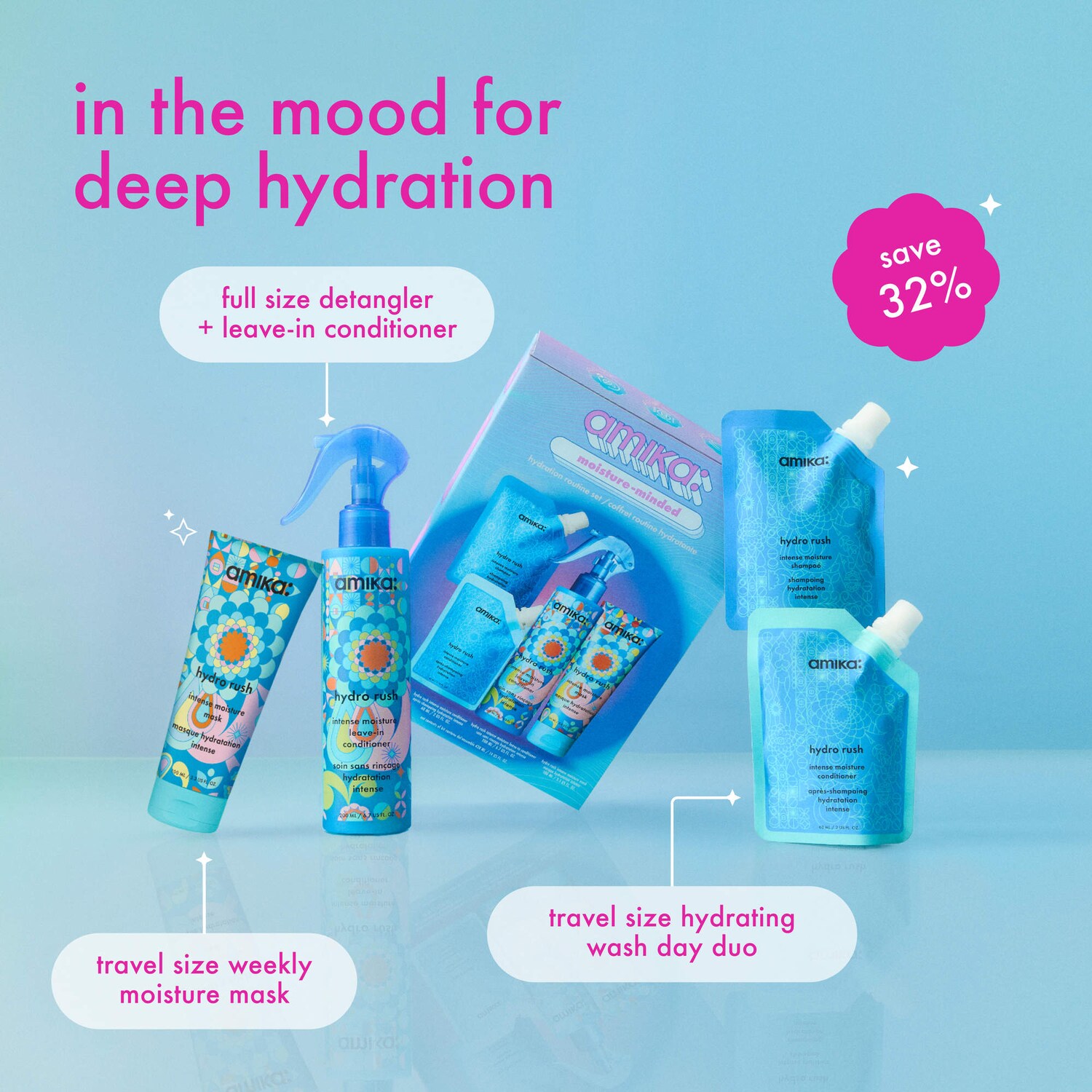 Moisture-Minded Hydration Routine Hair Gift Set - amika | Sephora