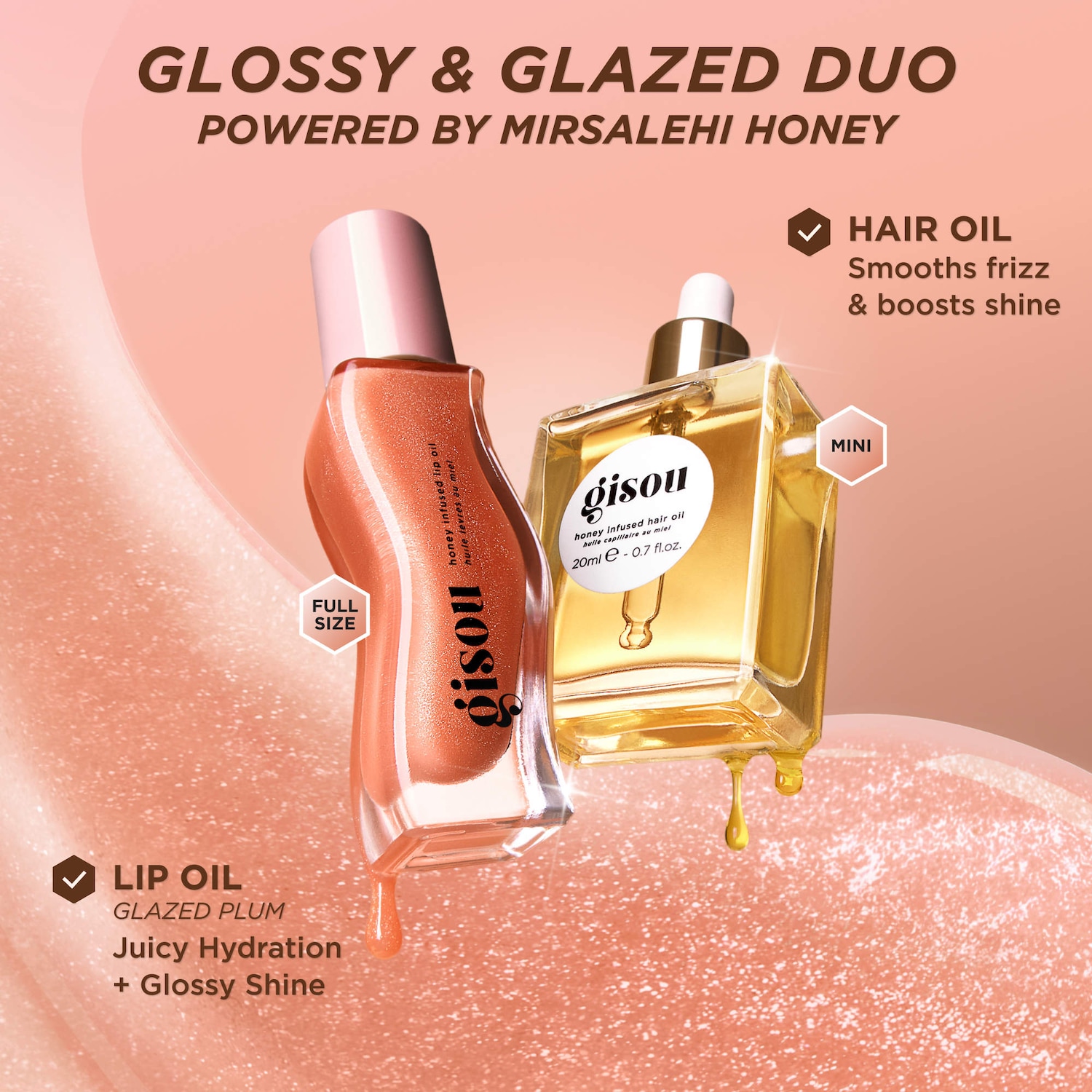 gisou リップオイル　セット Glossy & Glazed Hair & Lip Oil Gift Set - Gisou | Sephora