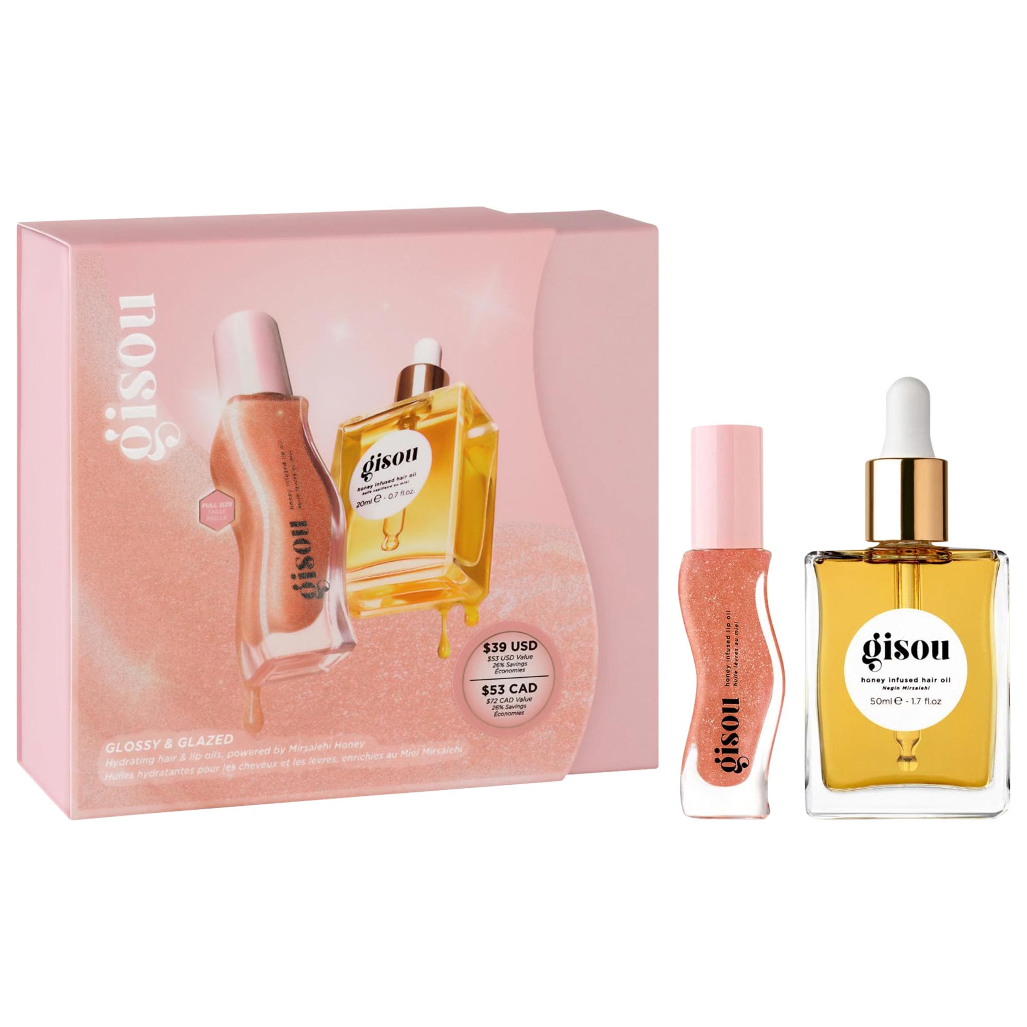 Glossy & Glazed Hair & Lip Oil Gift Set - Gisou | Sephora