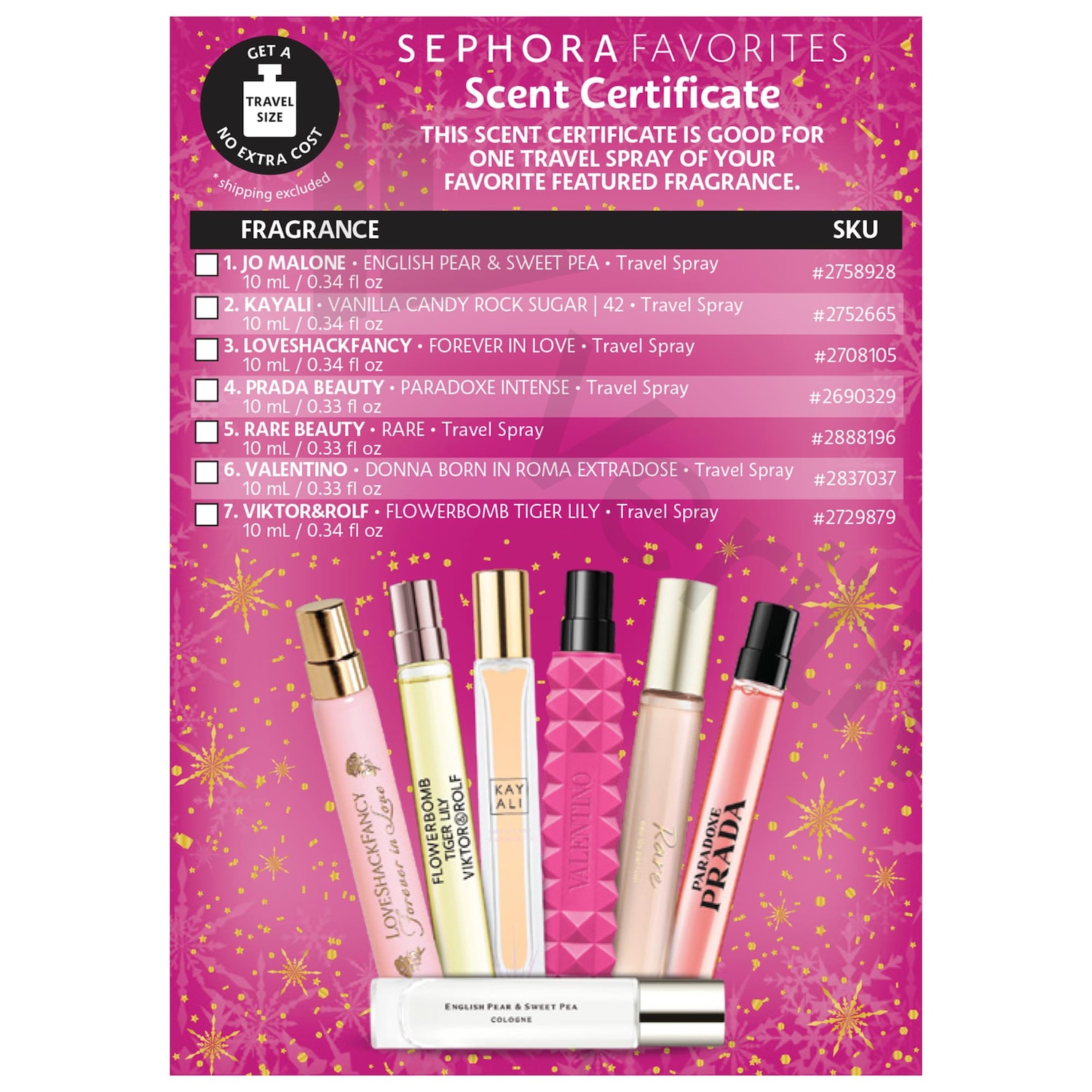 Travel Spray Perfume Sampler Set w/ Redeemable Voucher - Sephora