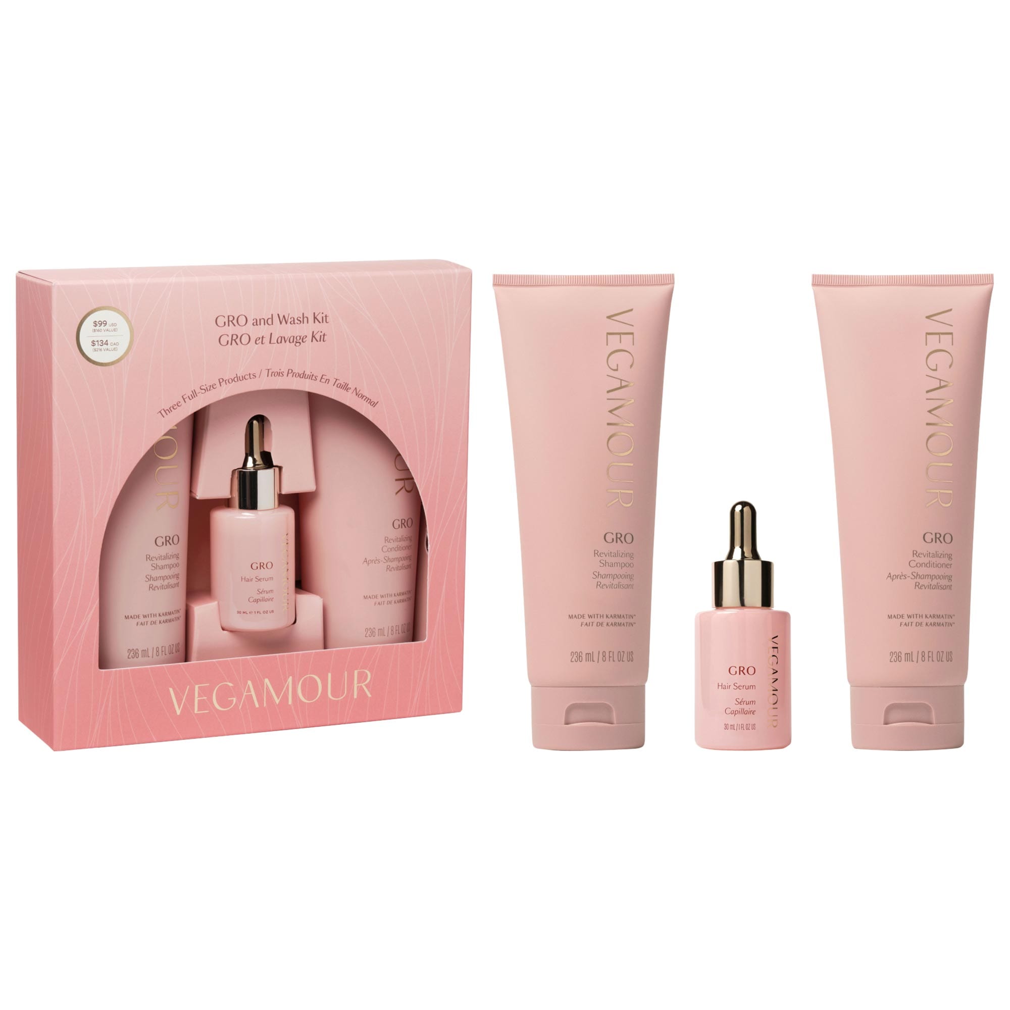 GRO Hair Serum and Shampoo & Conditioner Hair Gift Set - Vegamour