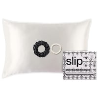 Slip - Pure silk queen gift set with lace trim - charm