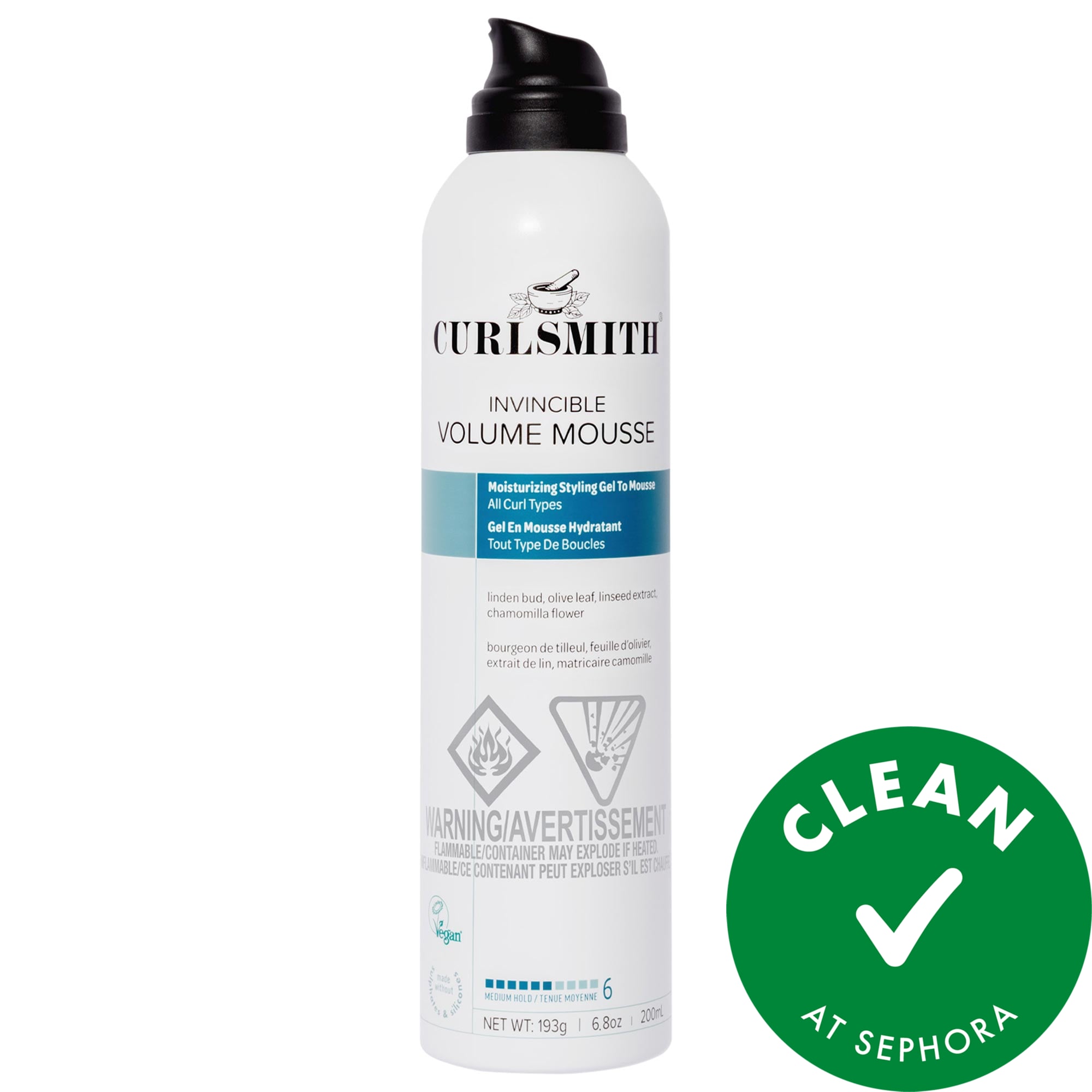 Curlsmith Invincible Moisturizing Gel to Mousse Styling Foam 6.8 oz/201 mL
