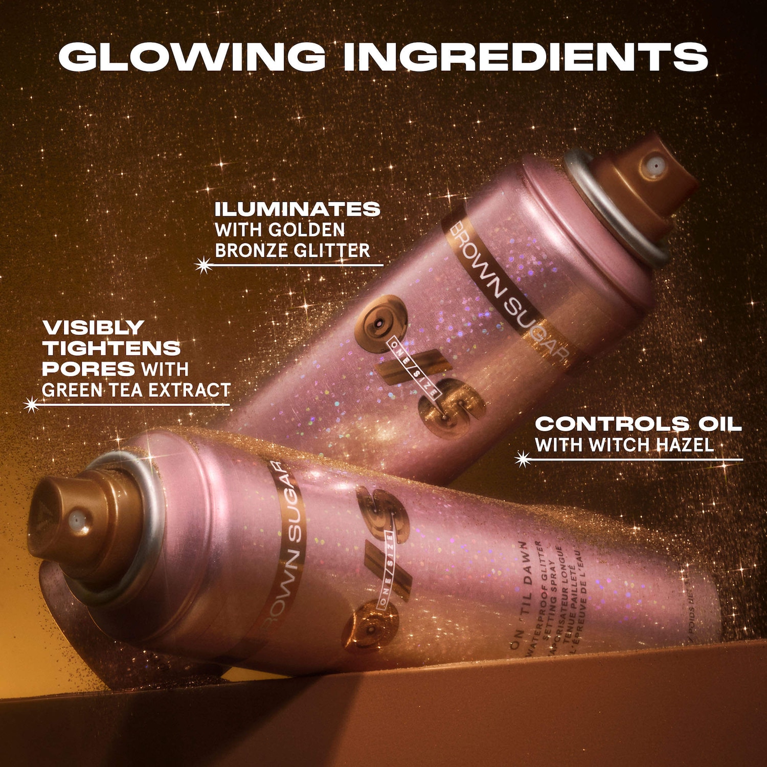On Til Dawn Waterproof Glitter Setting Spray in Brown Sugar