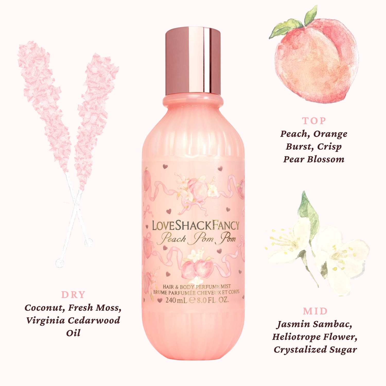 Peach Pom Pom Hair & Body Perfume Mist - LoveShackFancy | Sephora