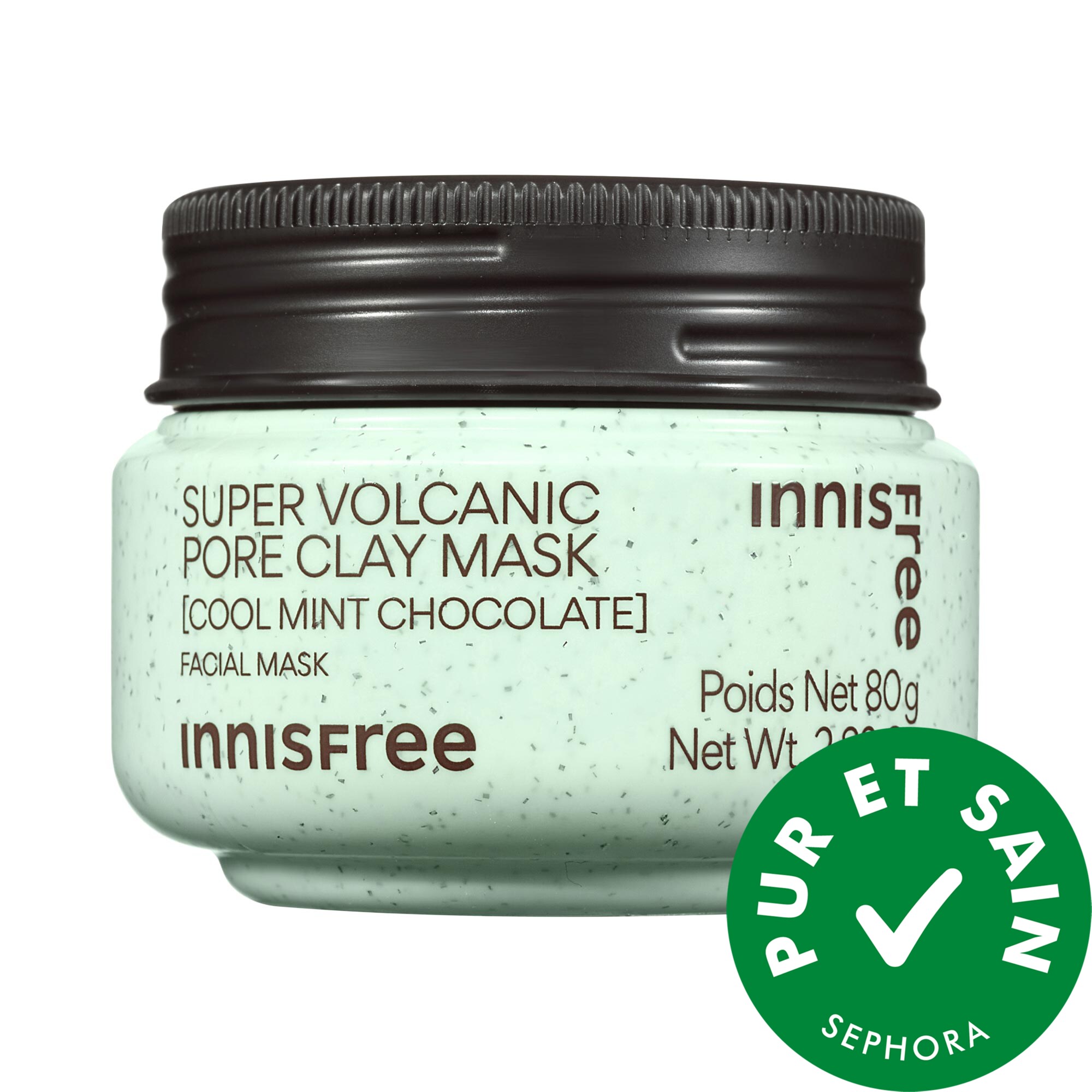 innisfree Masque à l'argile purifiant régulateur de'sébum Super Volcanic au chocolat à la menthe avec AHA 2.28 oz./80 ml