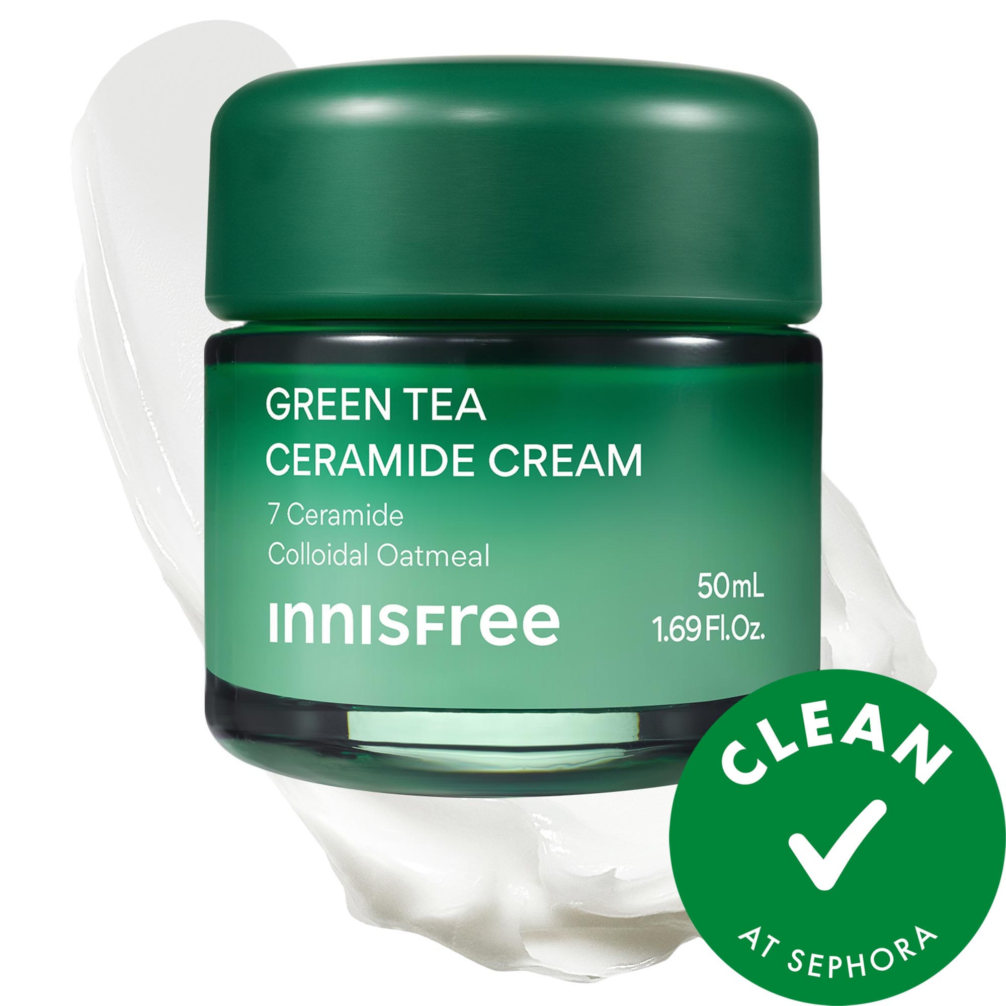 innisfree Green Tea Ceramide Cream for Redness & Barrier Repair 1.69 oz/50 ml
