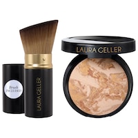 Laura Geller - Balance and Brighten Color Correcting Baked Powder Foundation + Kabuki Brush