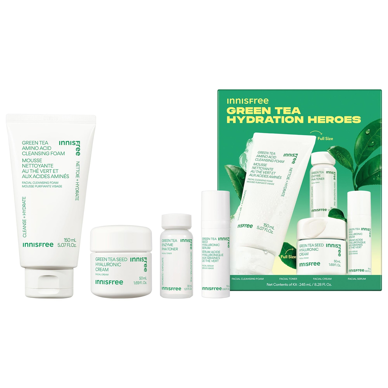 Набор увлажняющих средств innisfree Green Tea Hydration Heroes с гиалуроновой кислотой — фото 1