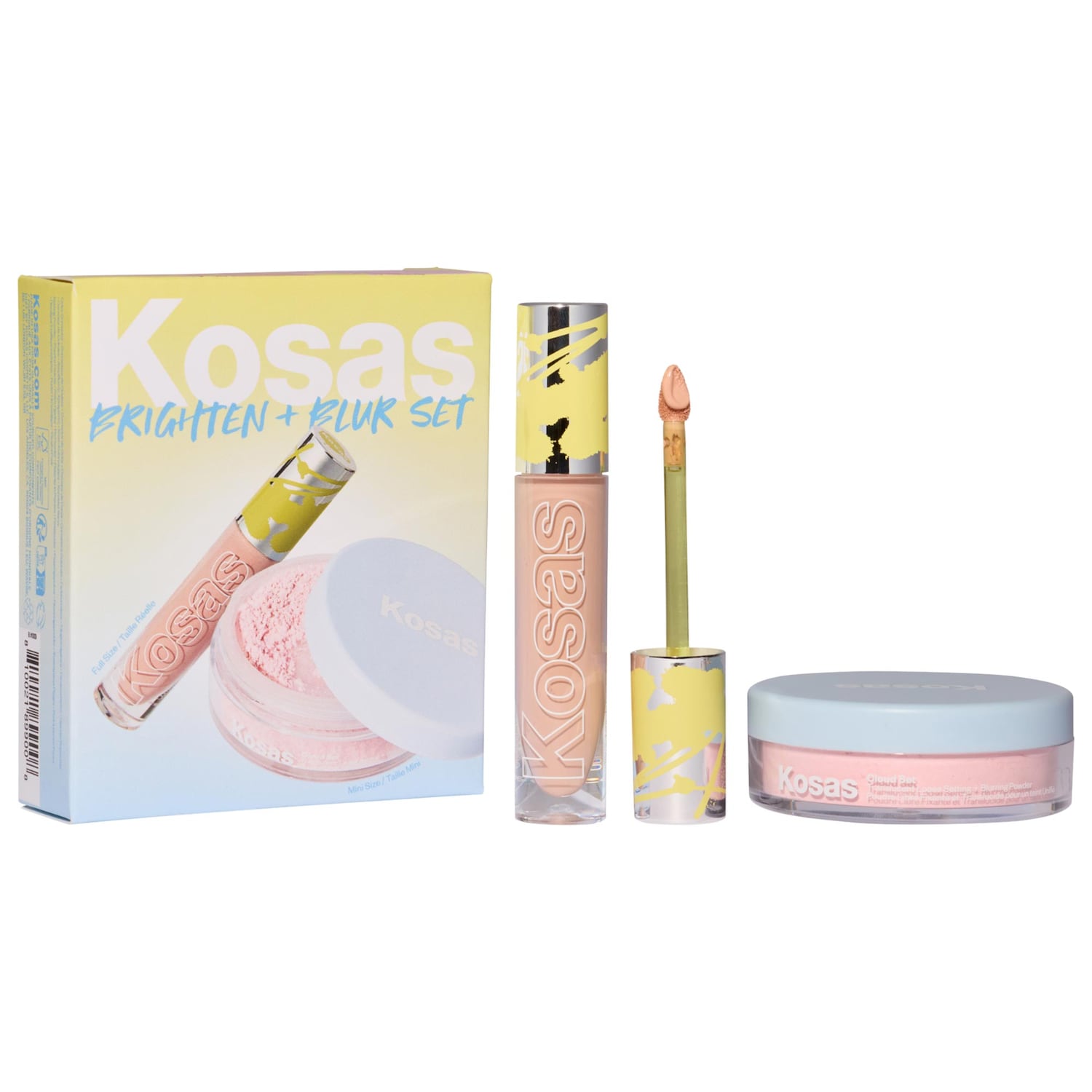 Набор для лица Kosas Brighten & Blur: цветокорректор и рассыпчатая фиксирующая пудра — фото 1