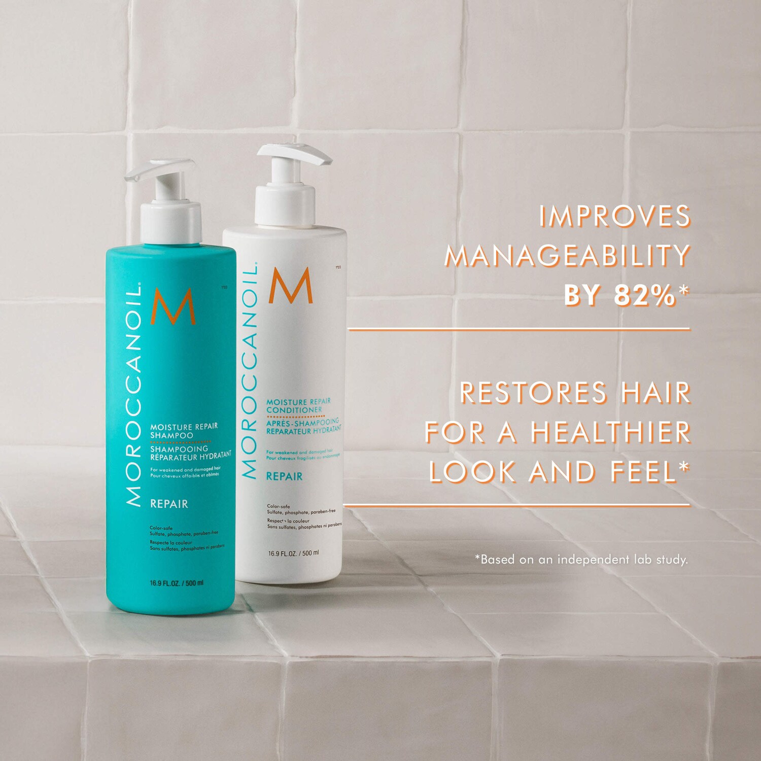 Moisture Repair Shampoo & Conditioner Half-Liter Set - Moroccanoil