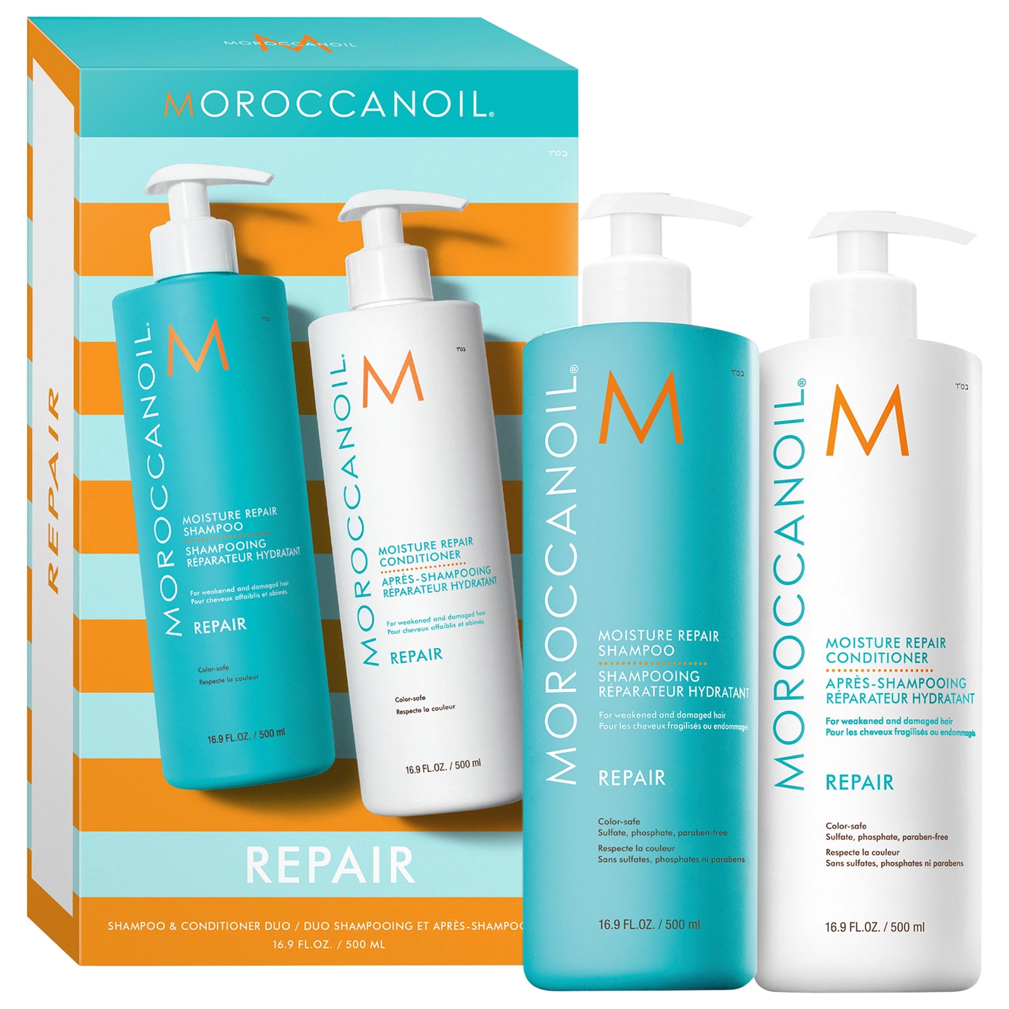Moisture Repair Shampoo & Conditioner Half-Liter Set - Moroccanoil