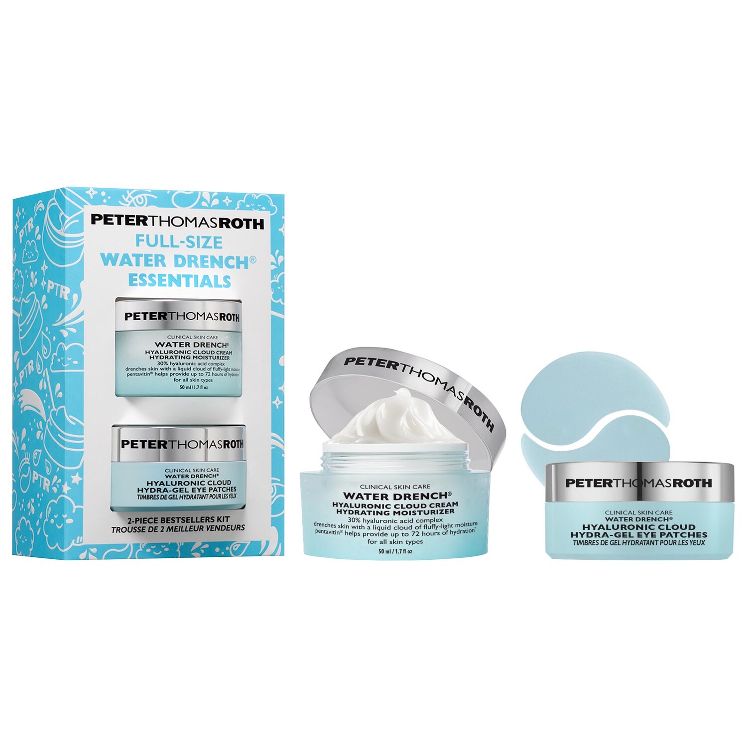 Набор из 2 средств Peter Thomas Roth Water Drench Hyaluronic Acid: крем и патчи для глаз — фото 1