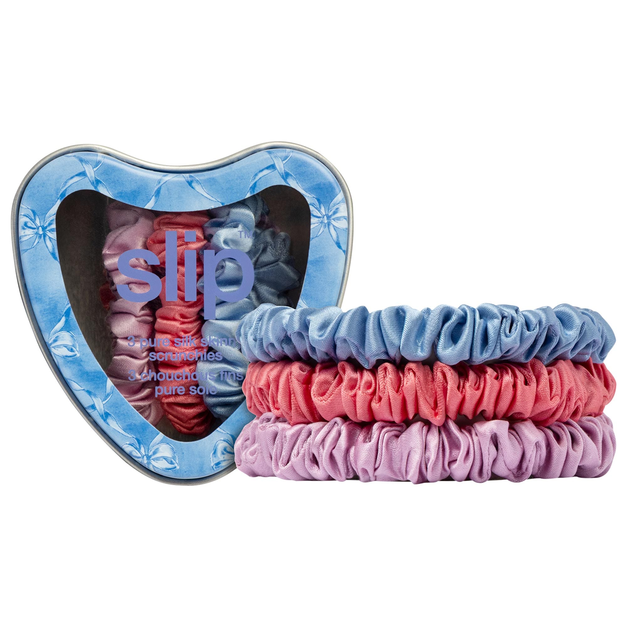 Slip Pure Silk Skinny Scrunchie Trio Tin in Bluebelle