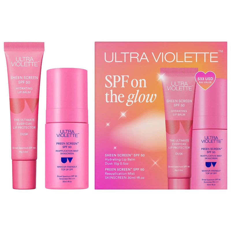 SPF on the Glow Set with Preen Screen SPF 50 Mist & Sheen Screen Lip Balm Duo