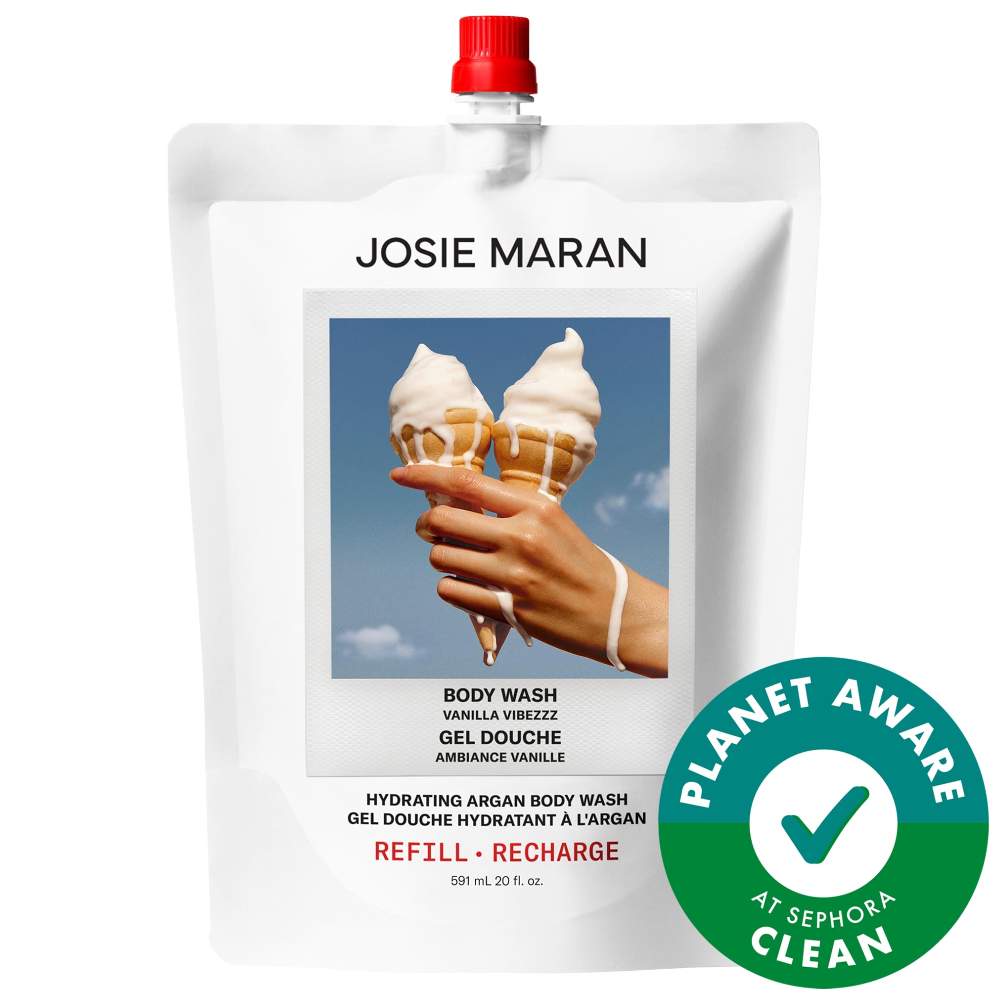 JOSIE MARAN Vanilla Vibezzz - Hydrating + Cleansing Argan Refillable Body Wash mL