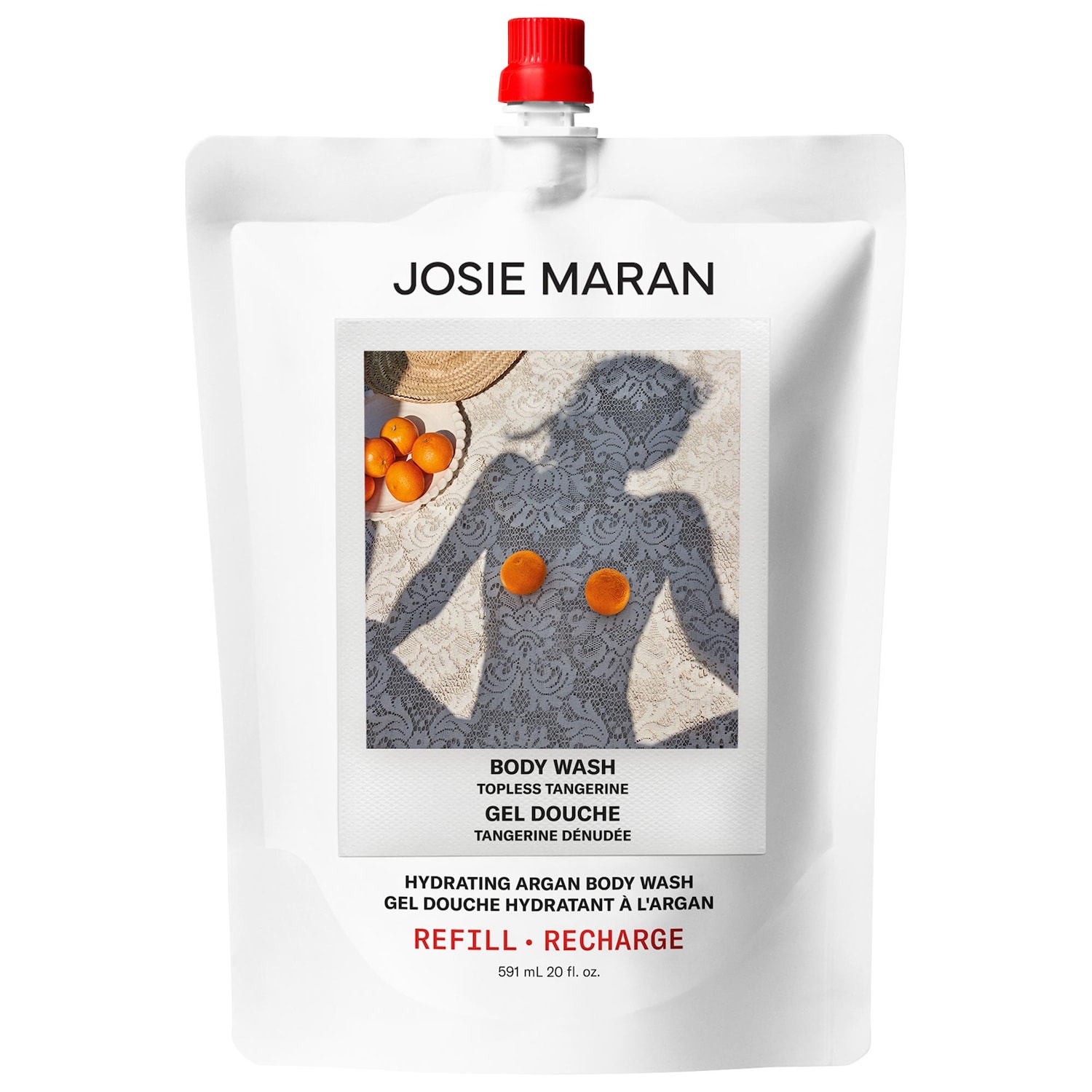 Увлажняющий очищающий гель для душа с арганой Josie Maran Topless Tangerine, сменный блок — фото 1