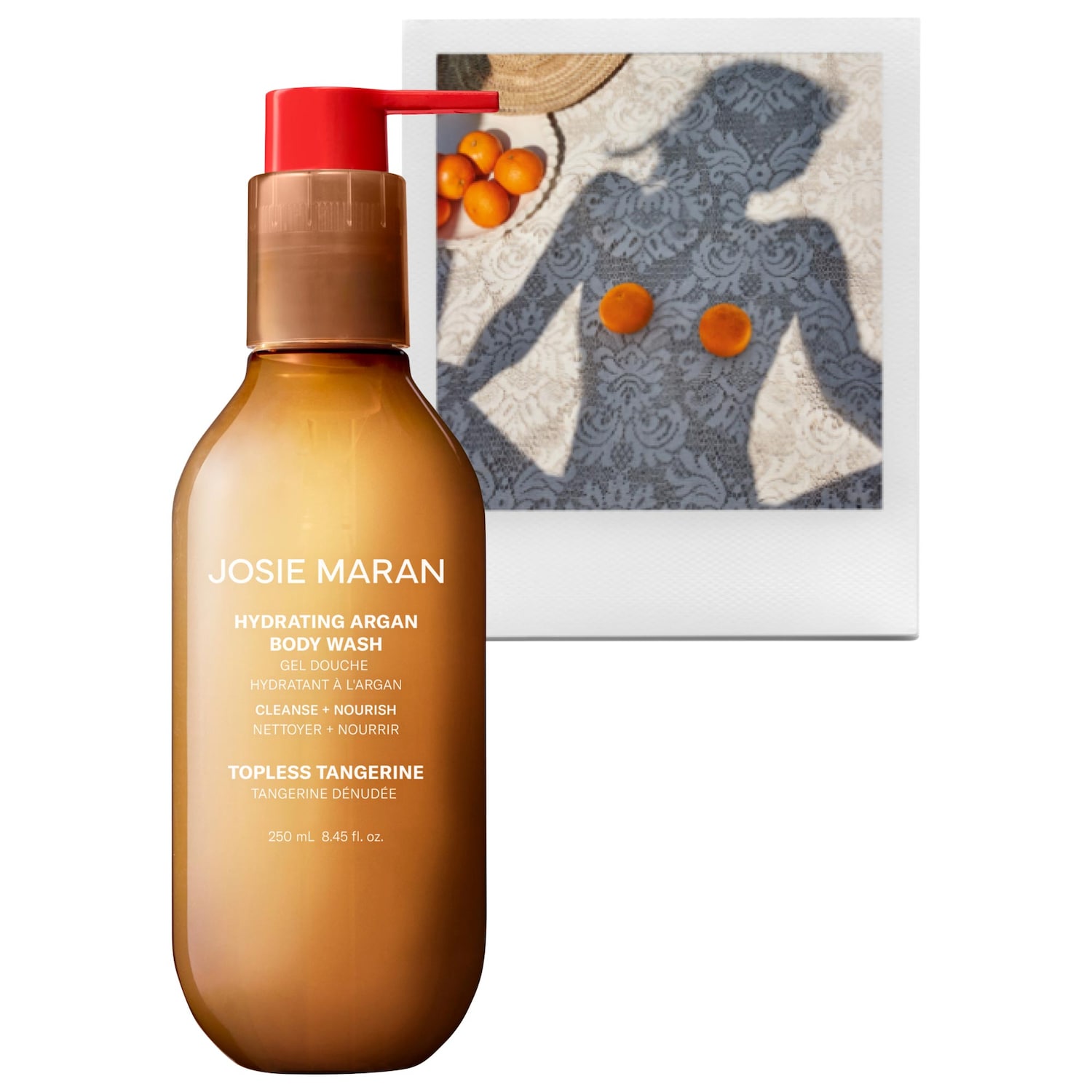 Увлажняющий очищающий гель для душа с арганой Josie Maran Topless Tangerine, сменный блок — фото 2