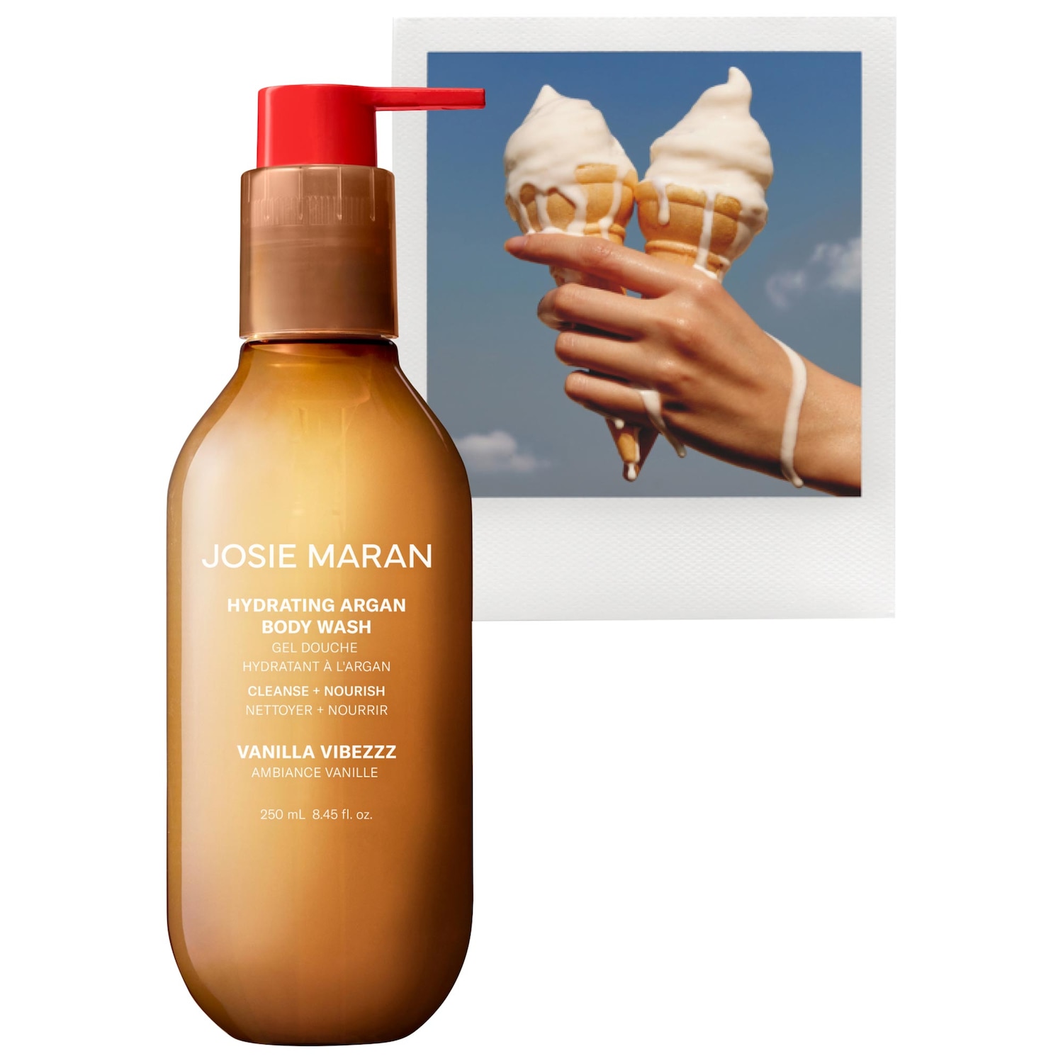 Очищающий гель для душа с аргановым маслом Josie Maran Vanilla Vibezzz, сменный блок — фото 2