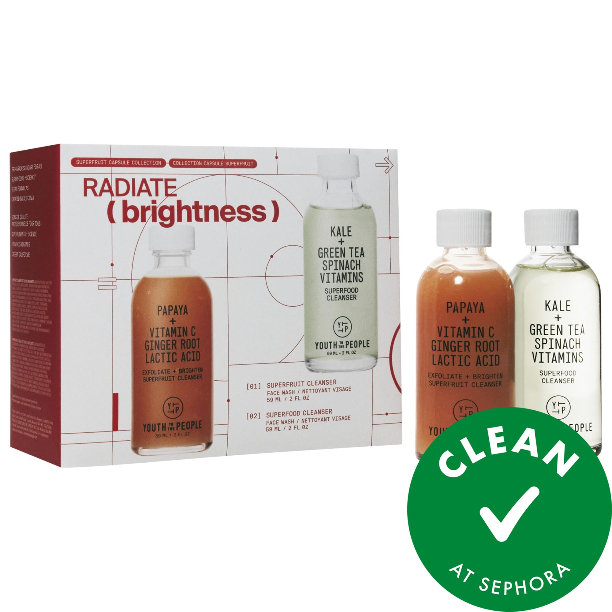 Youth To The People Radiate Brightness with Superfood + Superfruit Cleanser Duo Brightening Skincare Gift Set