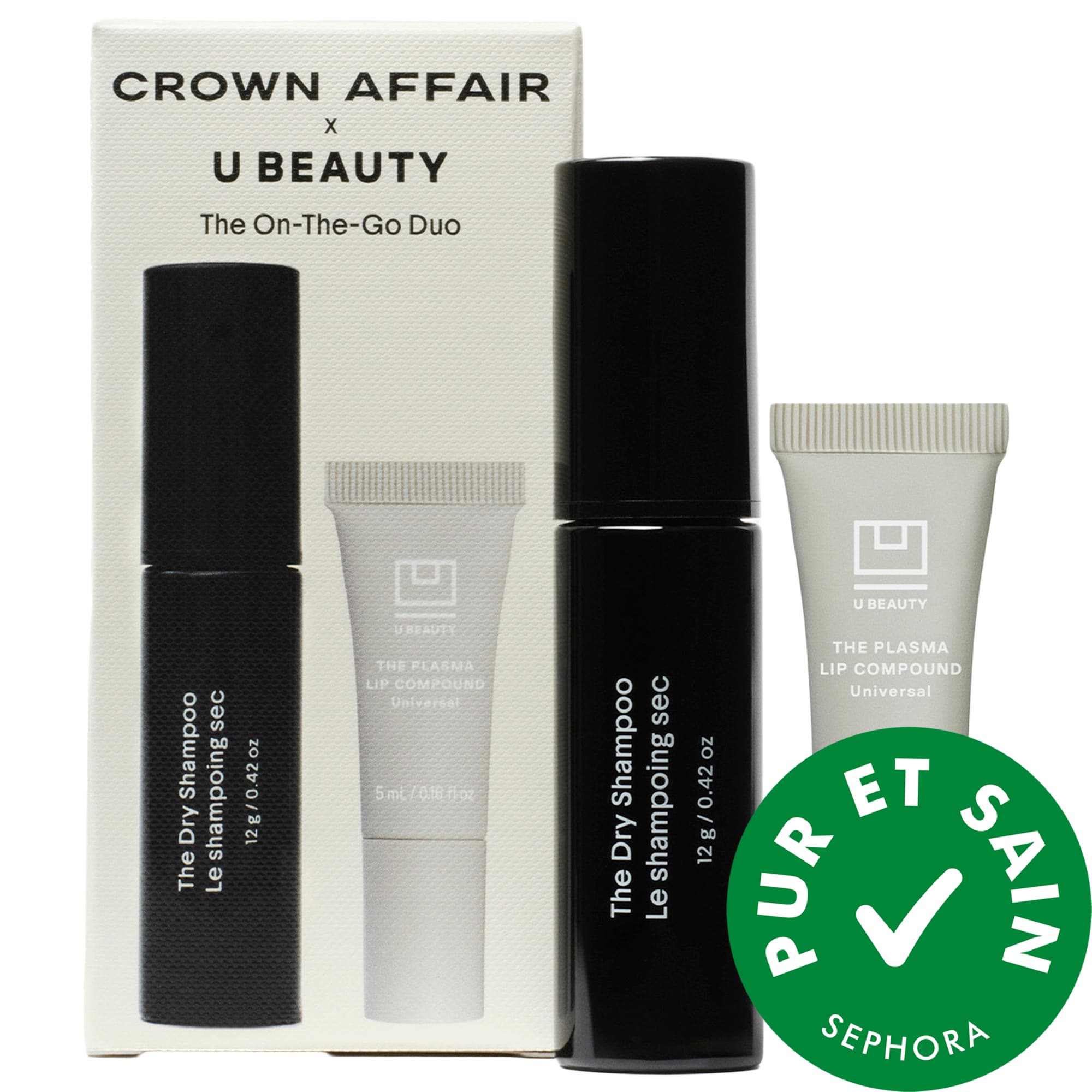 Crown Affair Ensemble de minishampoing sec et Plasma Lip Compound de Crown Affair x U Beauty