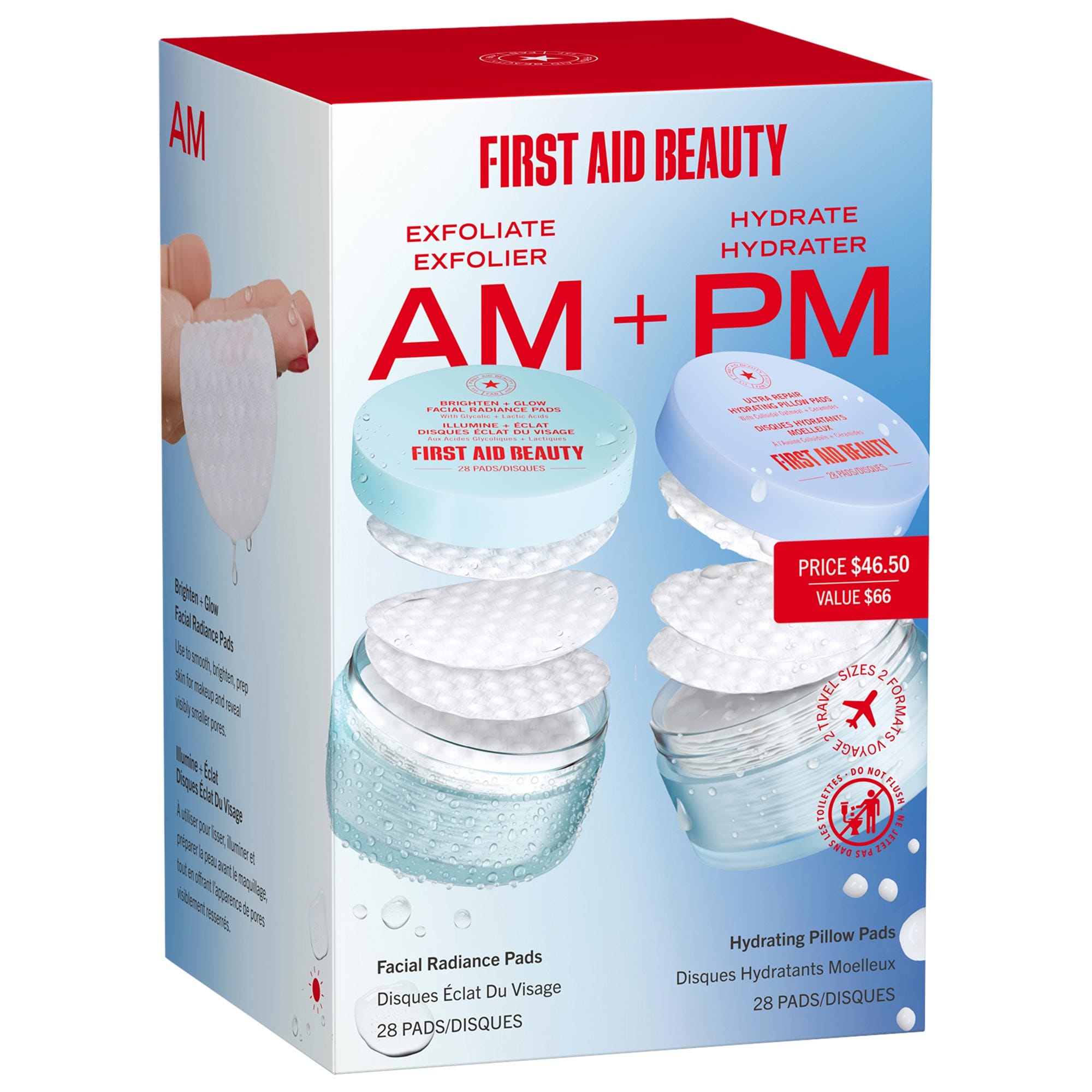 First Aid Beauty Exfoliate AM + Hydrate PM - Travel Size Skincare Pads Duo