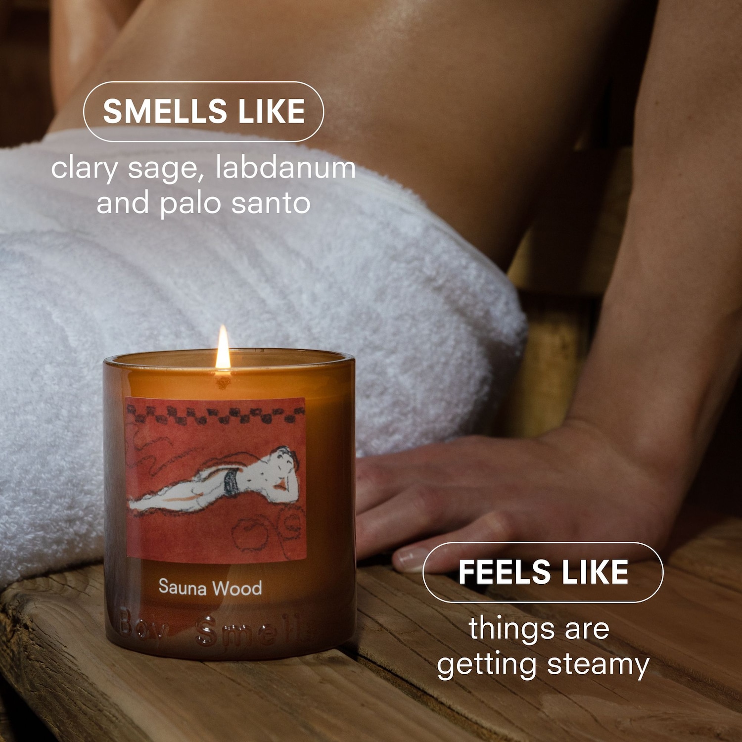 Boy Smells Sauna Wood Candle - Thumbnail 2