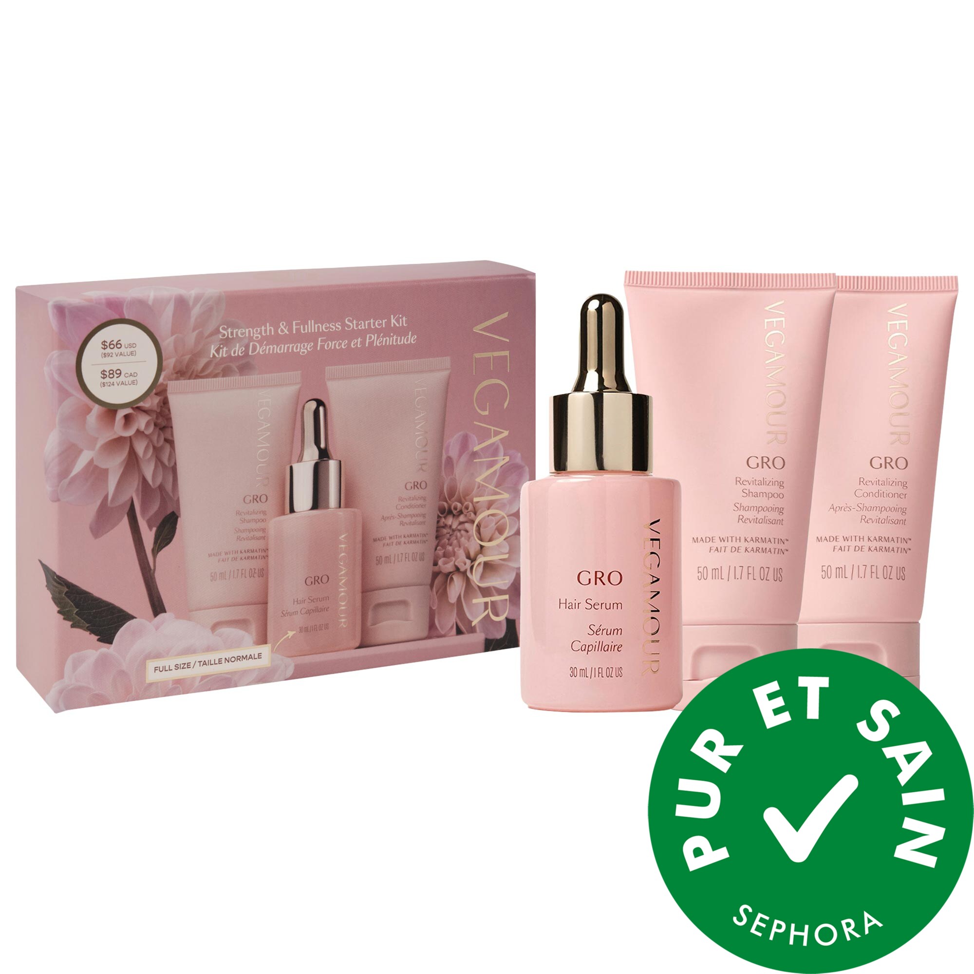 Vegamour Ensemble-cadeau composé de minishampooing et revitalisant pour cheveux GRO