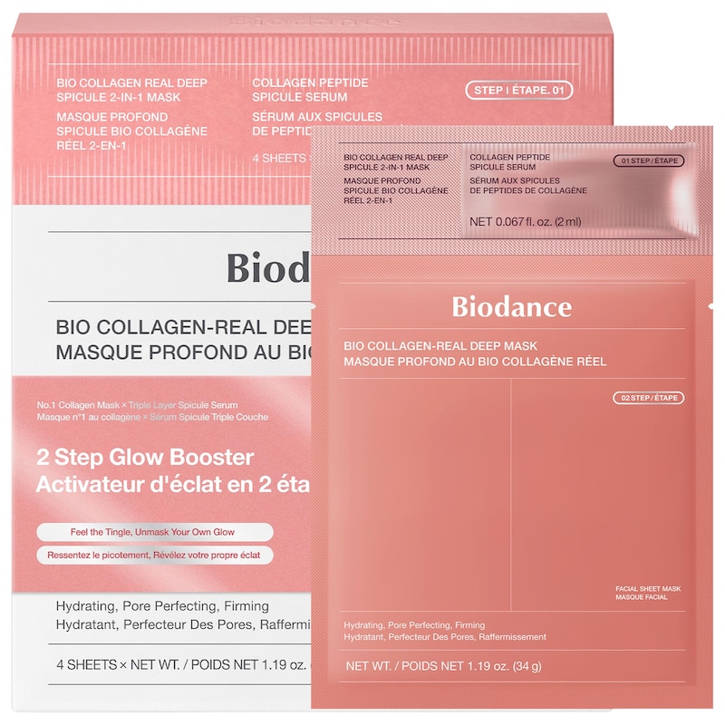 Biodance Bio Collagen Real Deep Spicule 2 Step Mask - 4 Pack for Glow & Pore Care