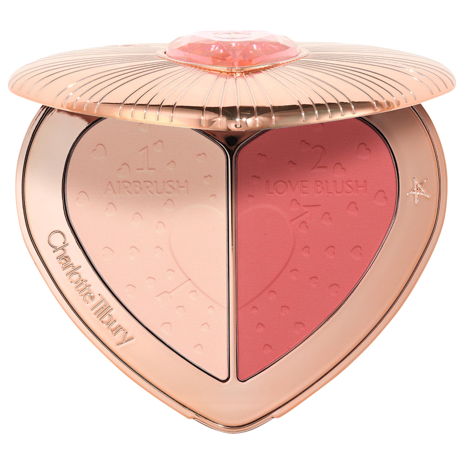 Charlotte Tilbury Pillow Talk Beauty Soulmates Airbrush Flawless Finish Brightening and Blush Powder Palette in Pillow Talk Flawless Rosewood