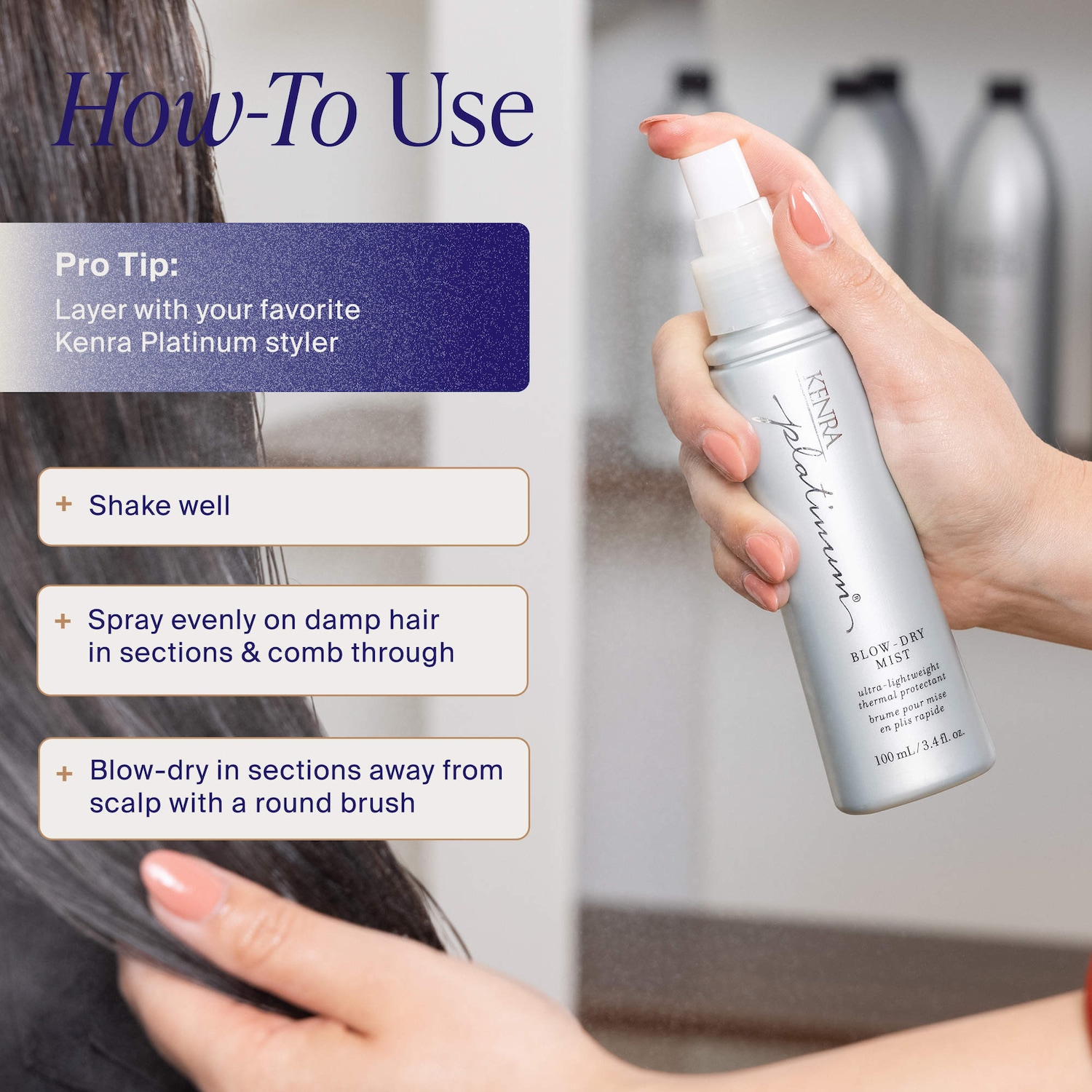 Blow-Dry Mist Frizz Control Heat Protectant for Fine Hair - Kenra