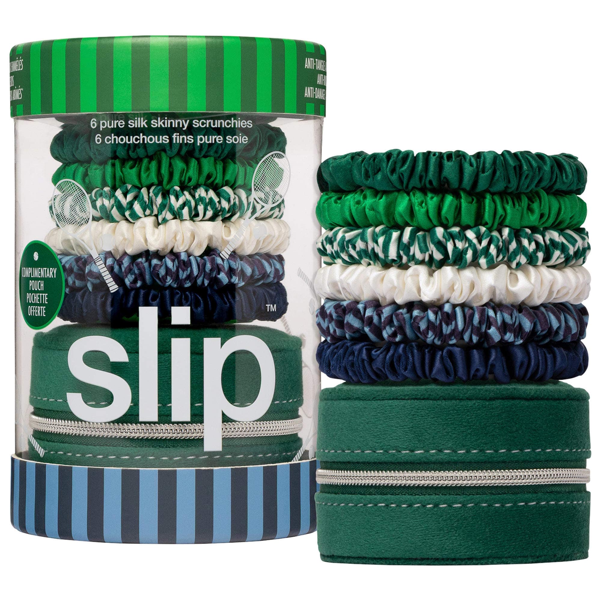 Slip Pure Silk Skinny Hair Tie Scrunchies with Complimentary Pouch in Hair On Point