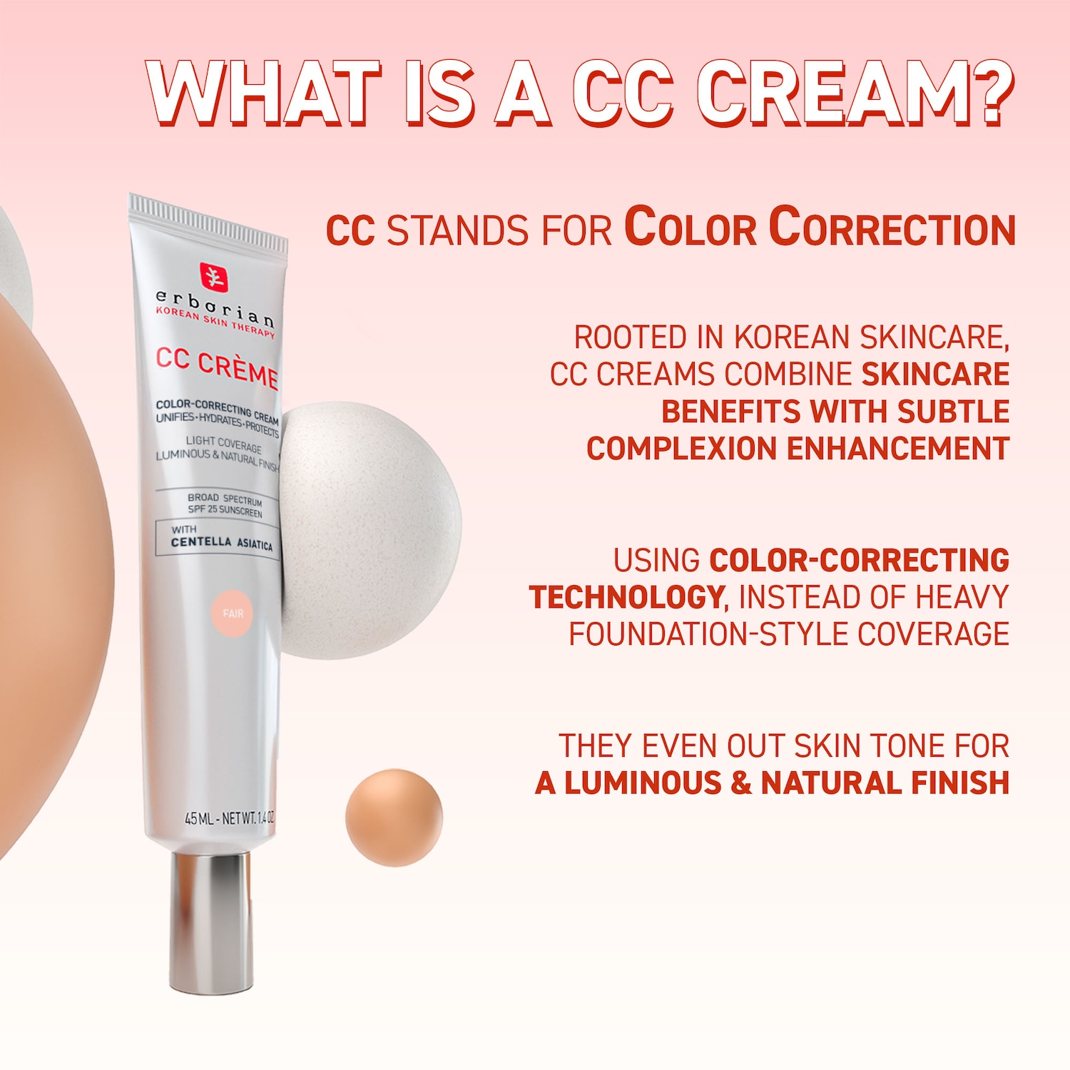 CC Cream Color-Corrector for Natural Luminous Finish with Korean