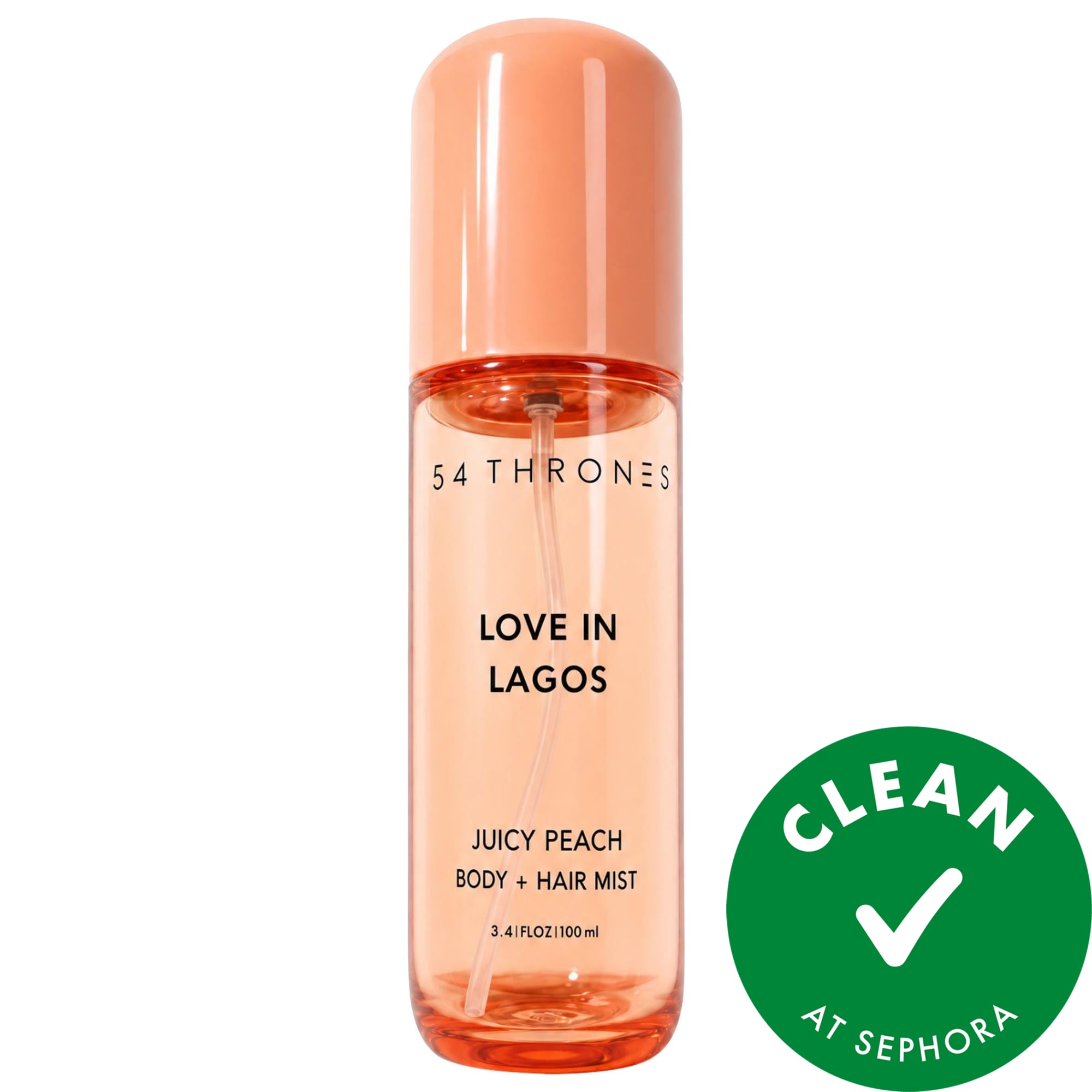 54 Thrones Love In Lagos Juicy Peach Body & Hair Perfume Mist Spray 3.4 Oz/100 ml Spray In Transparent