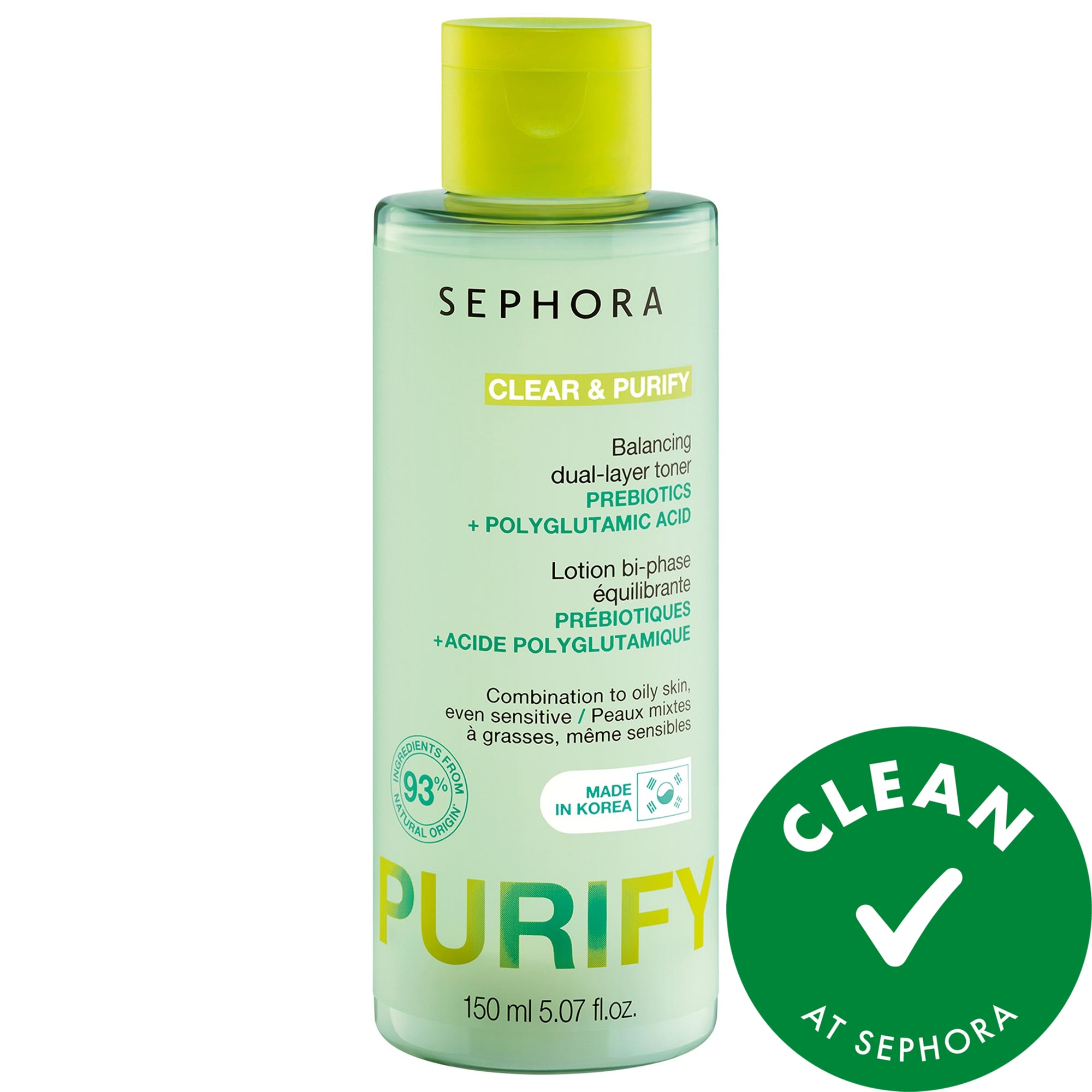 SEPHORA COLLECTION CLEAR & PURIFY - Balancing Dual-Layer Toner with Prebiotics + Polyglutamic Acid 5.07 oz/150 mL