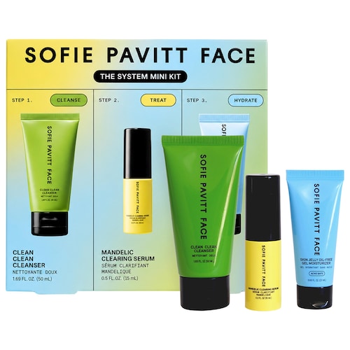 Система ухода из 3 шагов Sofie Pavitt Face с миндальной кислотой для проблемной кожи