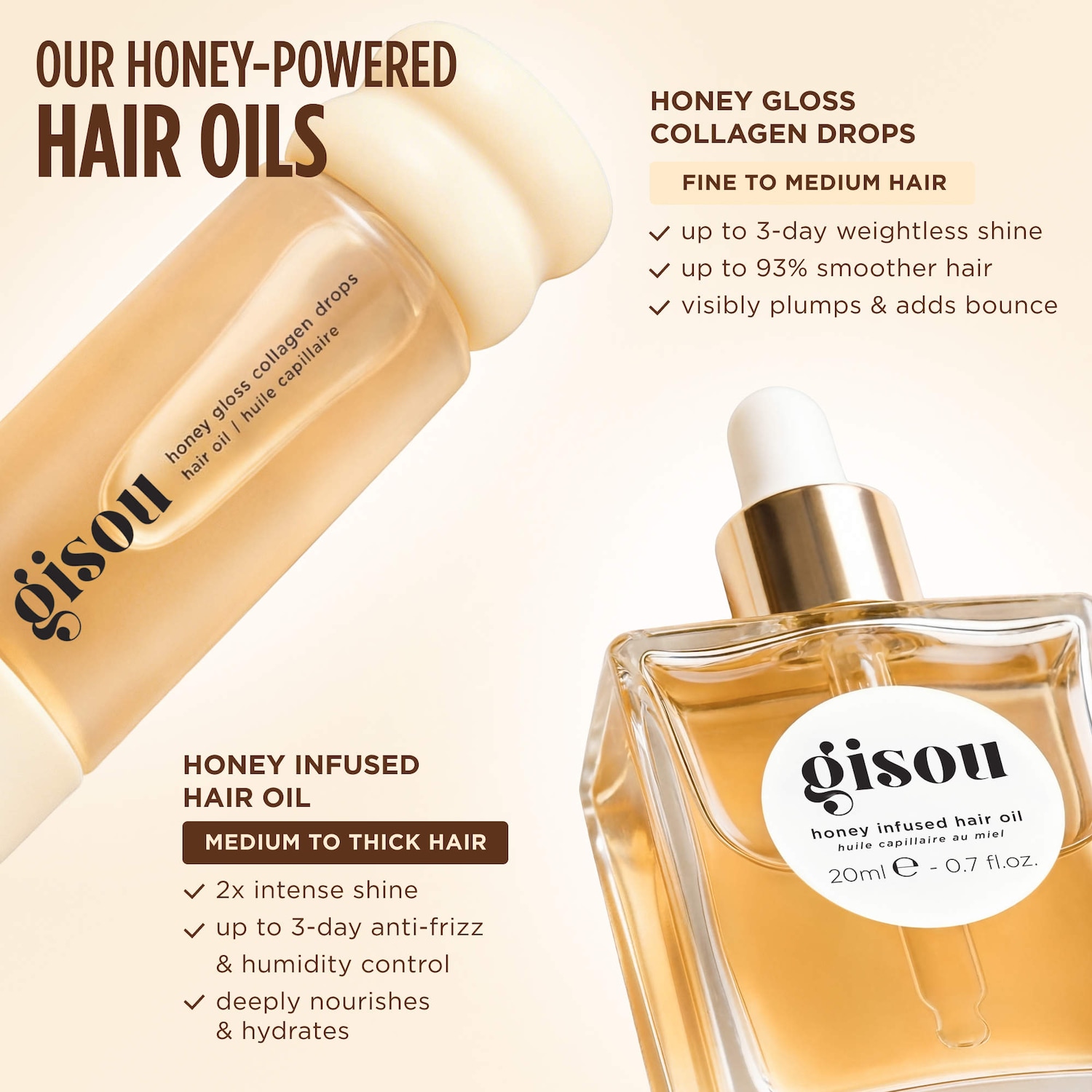 Honey Gloss Collagen Drops Hair Oil for Fine to Medium Hair