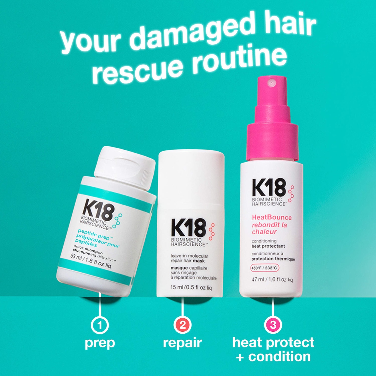 Damaged Hair Rescue Minis Gift Set - K18 Biomimetic Hairscience
