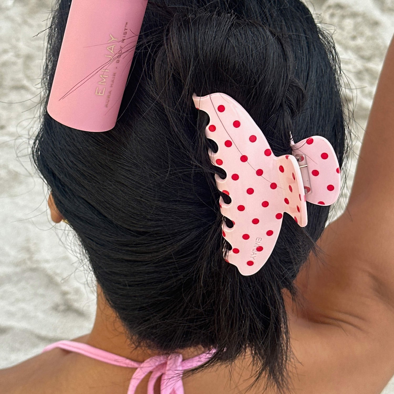 Emi Jay Big Effing Clip in Blush Polka Dot Big Effing Clip® Hair Claw in Cherry Polka Dot ‐ Emi Jay main image 4