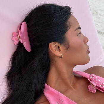 Emi Jay Pink Big Effing Clip in Lychee Hibiscus Big Effing Clip® Hair Claw in Lychee Hibiscus ‐ Emi Jay main image 3