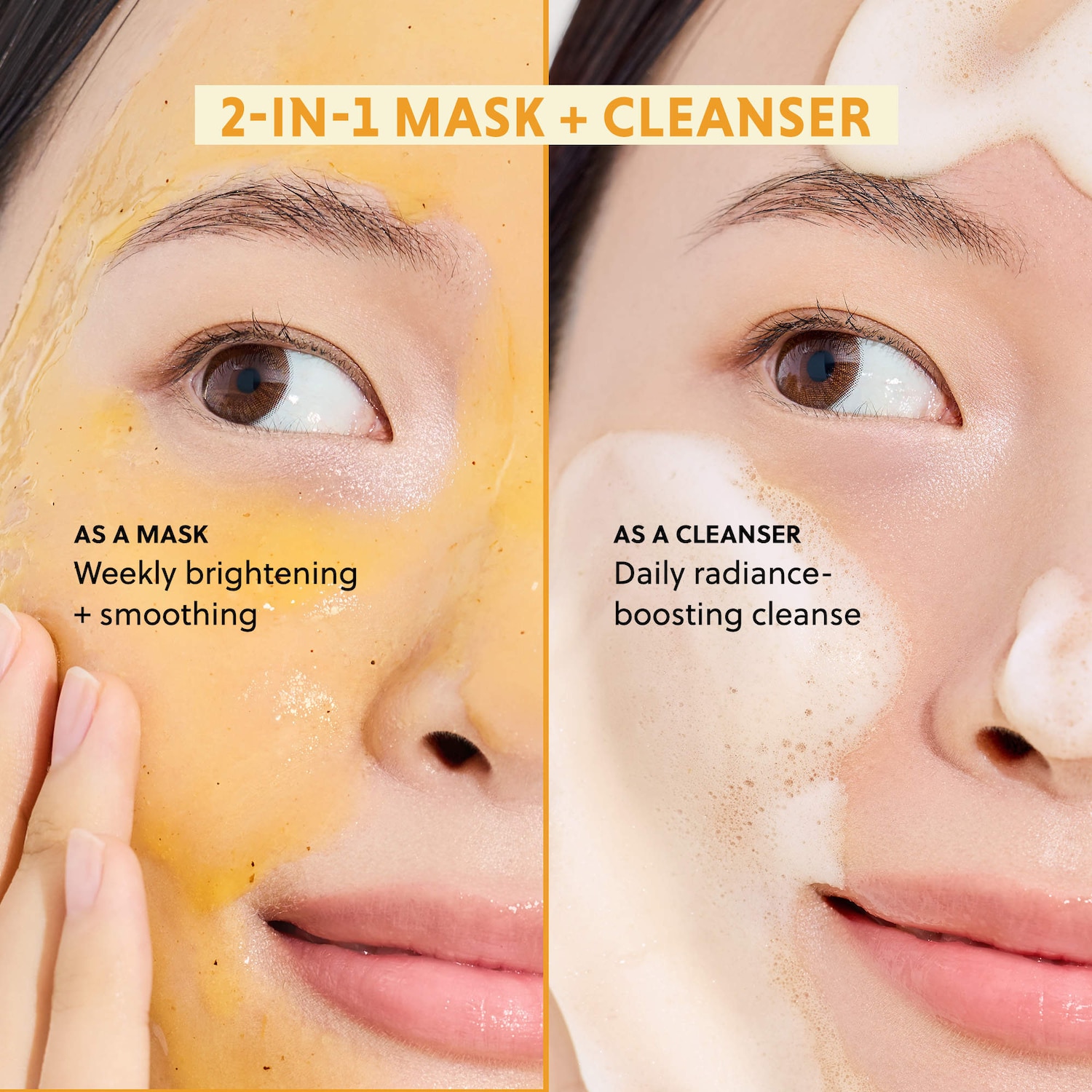 Korean Mini Yuja Brightening 2-in-1 Mask to Foam Cleanser with