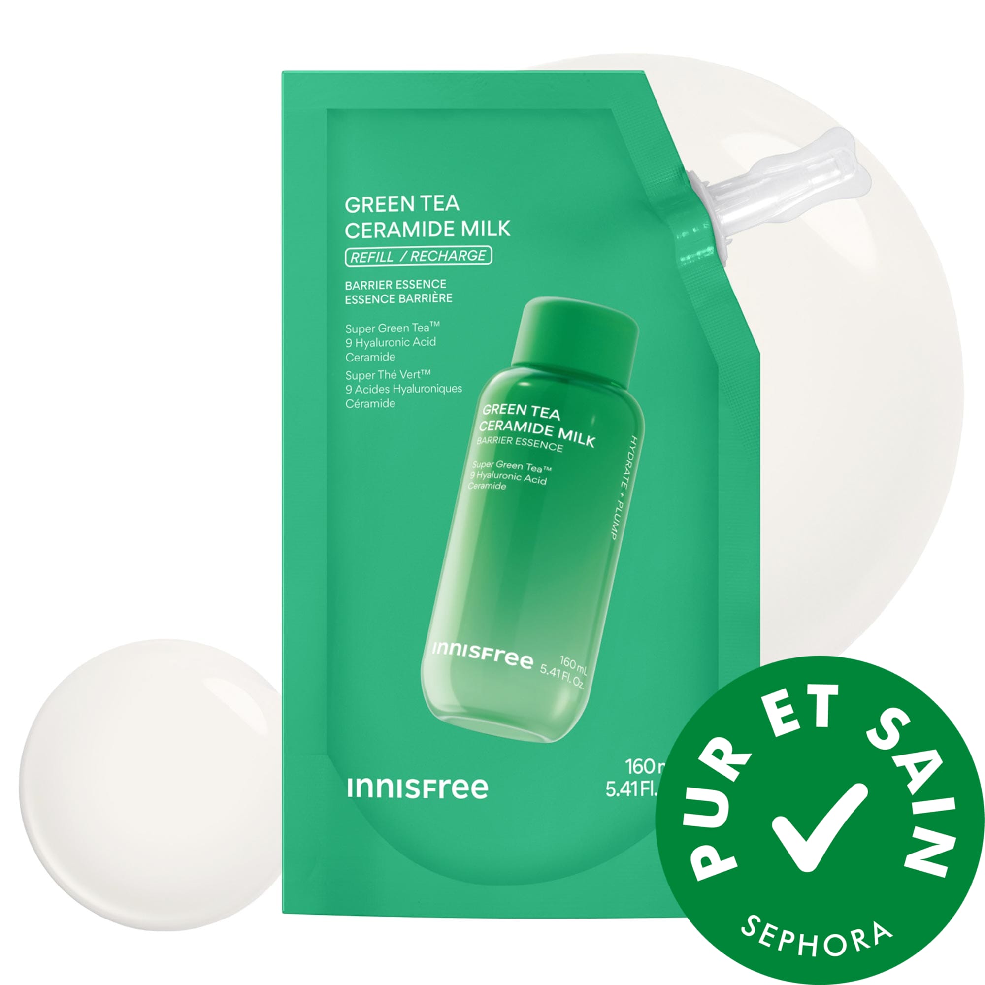 innisfree Lait en poudre de céramide au thé vert pour l'hydratation et la réparation des barrières 5.41 mL