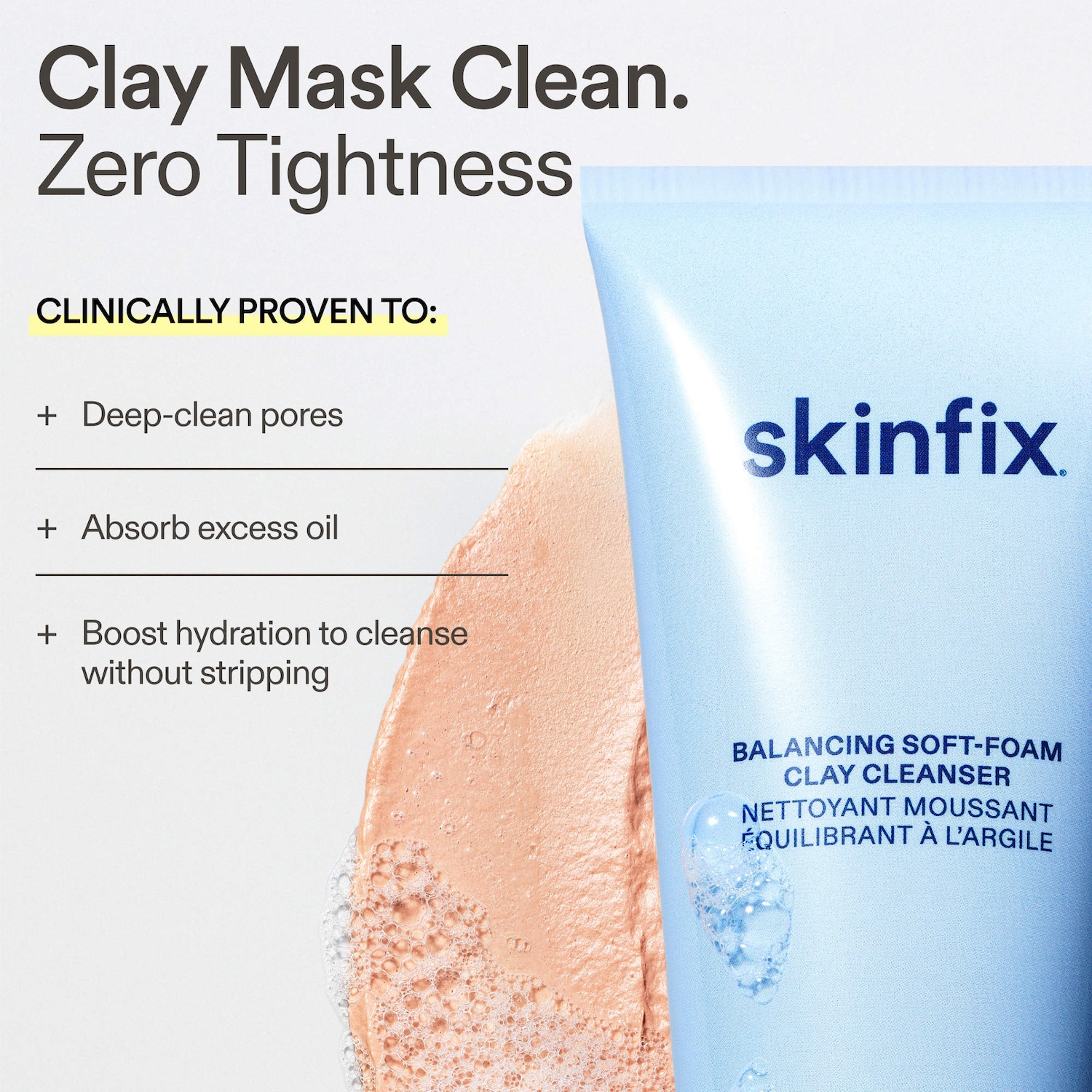 Balancing Soft-Foam Pore-Minimizing Clay Cleanser - Skinfix | Sephora