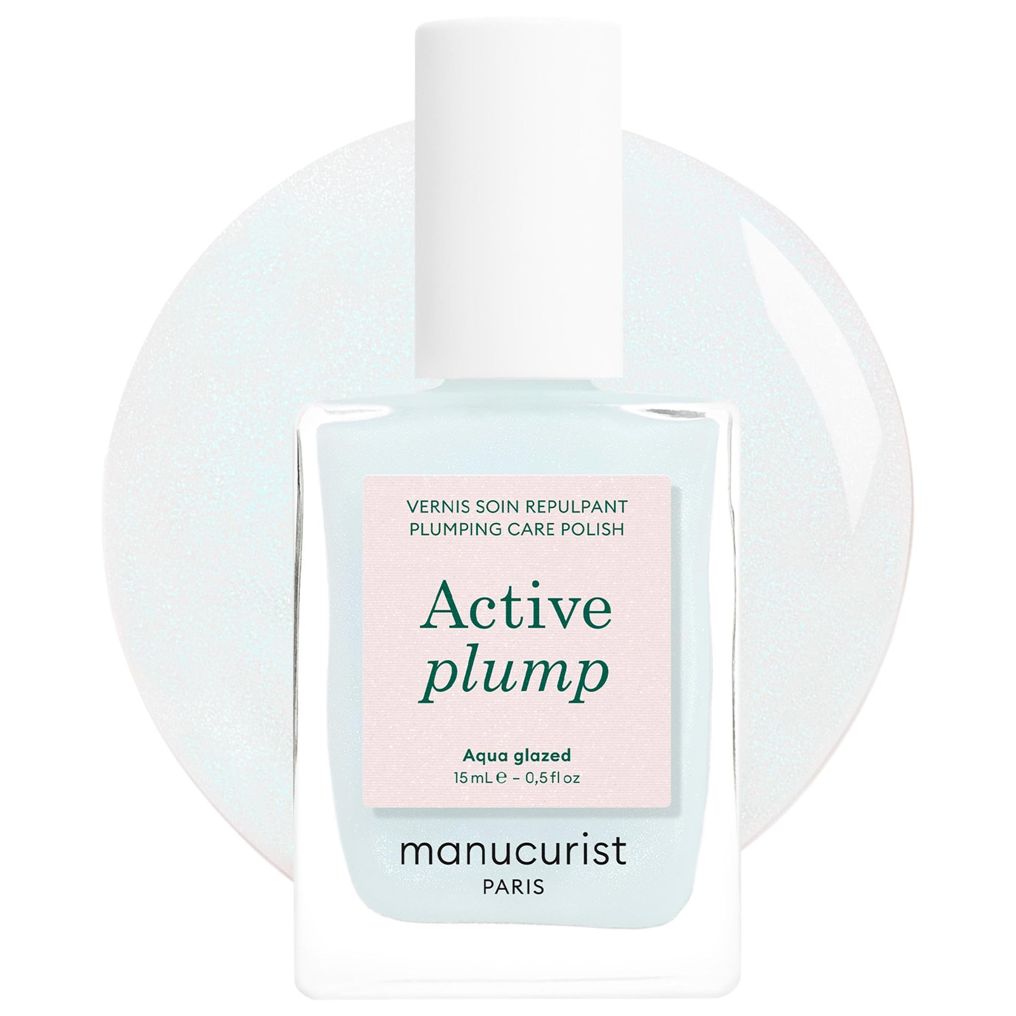 Manucurist Active Plump Aqua Glazed, Plumping & Collagen Infused Treatment Nail Polish Aqua Glazed 0.5 Oz/15 ml