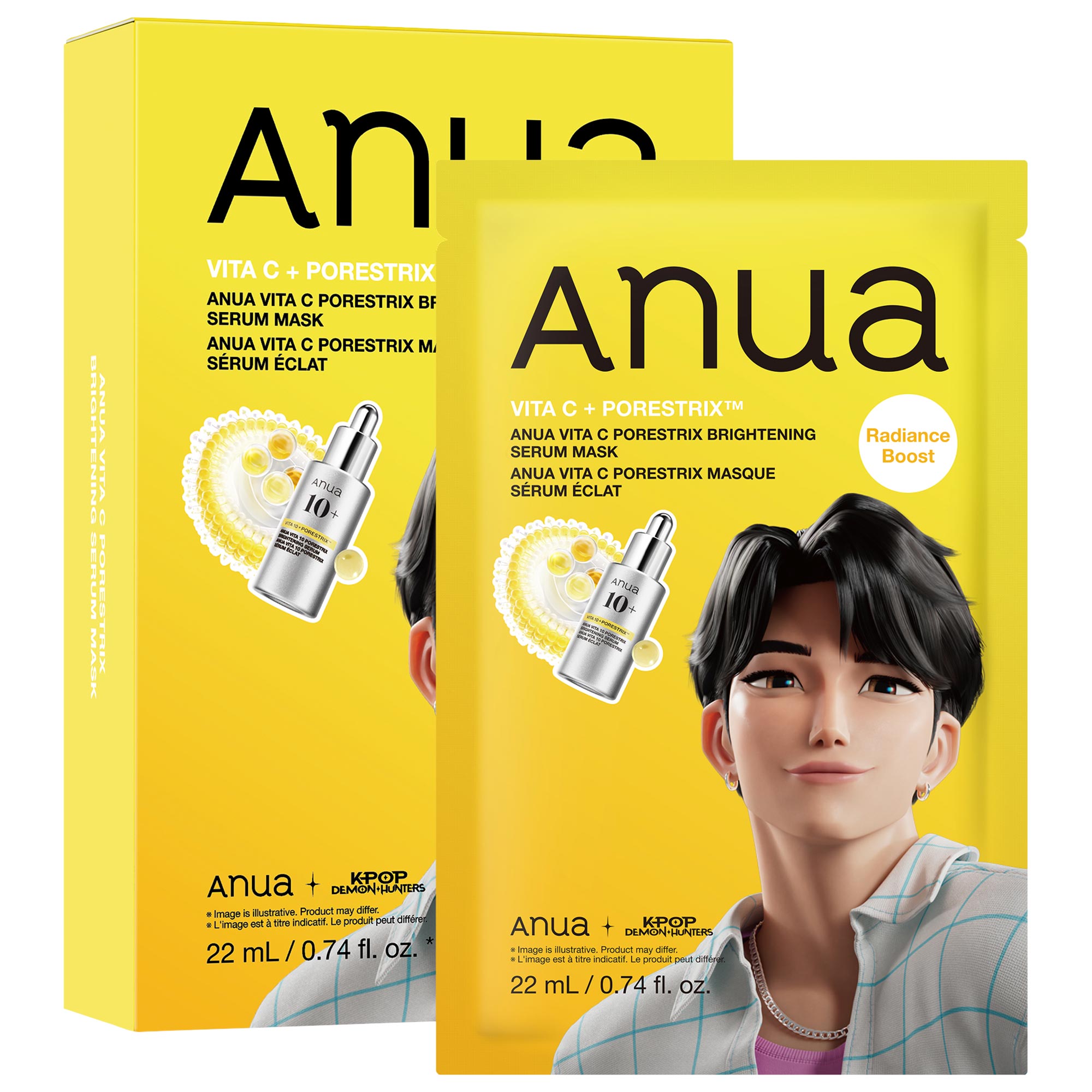 パック・フェイスマスク ah- K-Pop Demon Hunters Vita C Porestrix Brightening Serum Mask - Anua