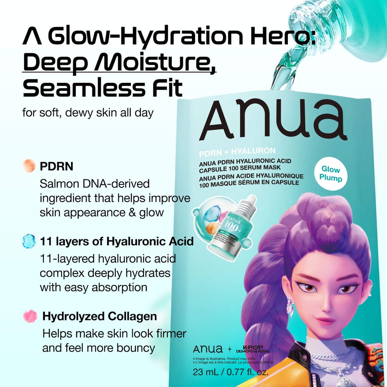 Masque srum PDRN  l'acide hyaluronique 100 capsules K-Pop Demon Hunters -  Anua | Sephora