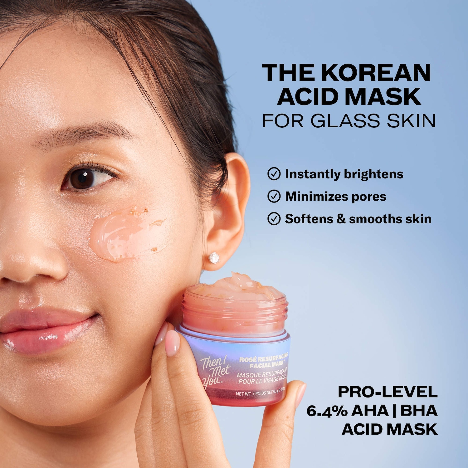Rosé Resurfacing & Brightening BHA + AHA Facial Mask for Minimized