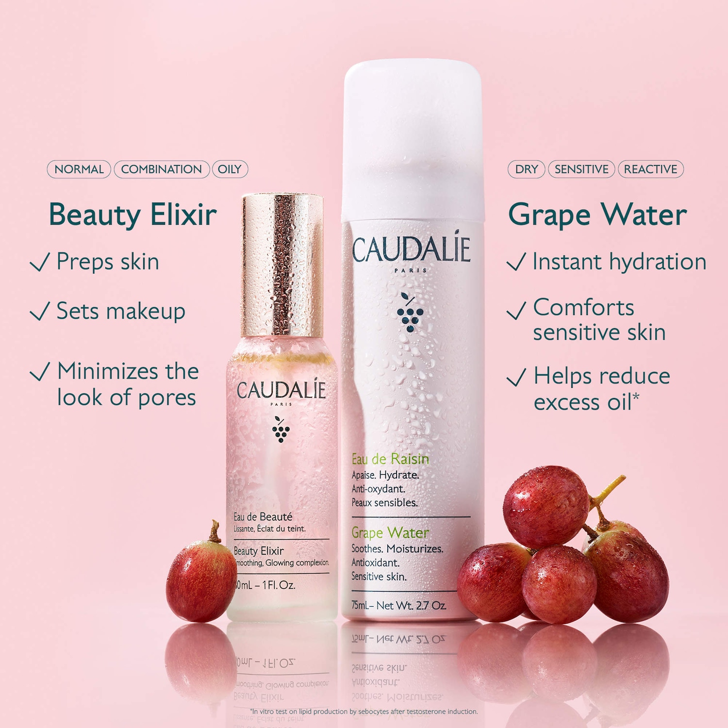 CAUDALIE Eau de Beauté 30ml 2本セット Mini Hydrate & Glow Duo for Soothing & Toning - Caudalie | Sephora