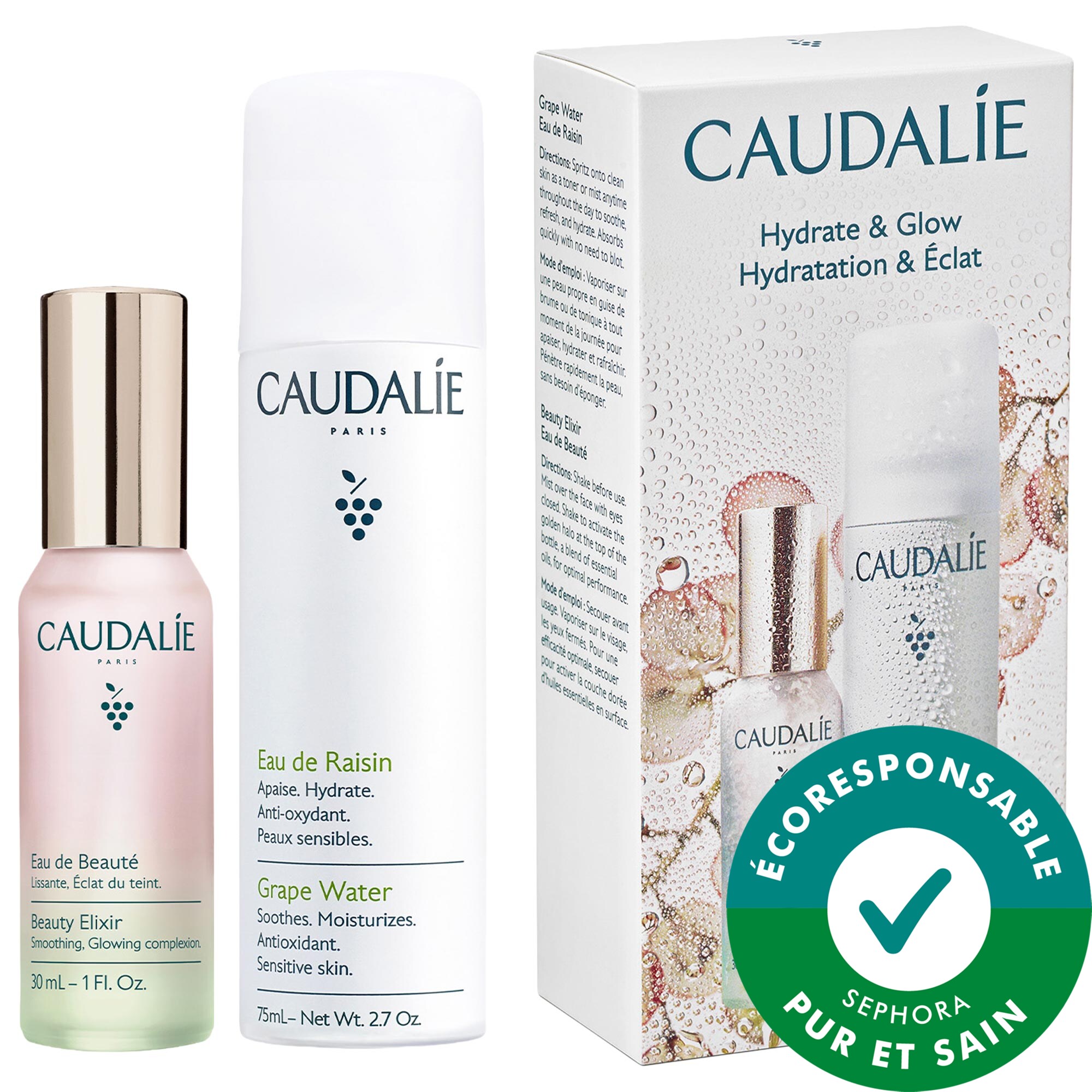 Caudalie Miniduo hydrate et éclat pour apaiser et hydrater