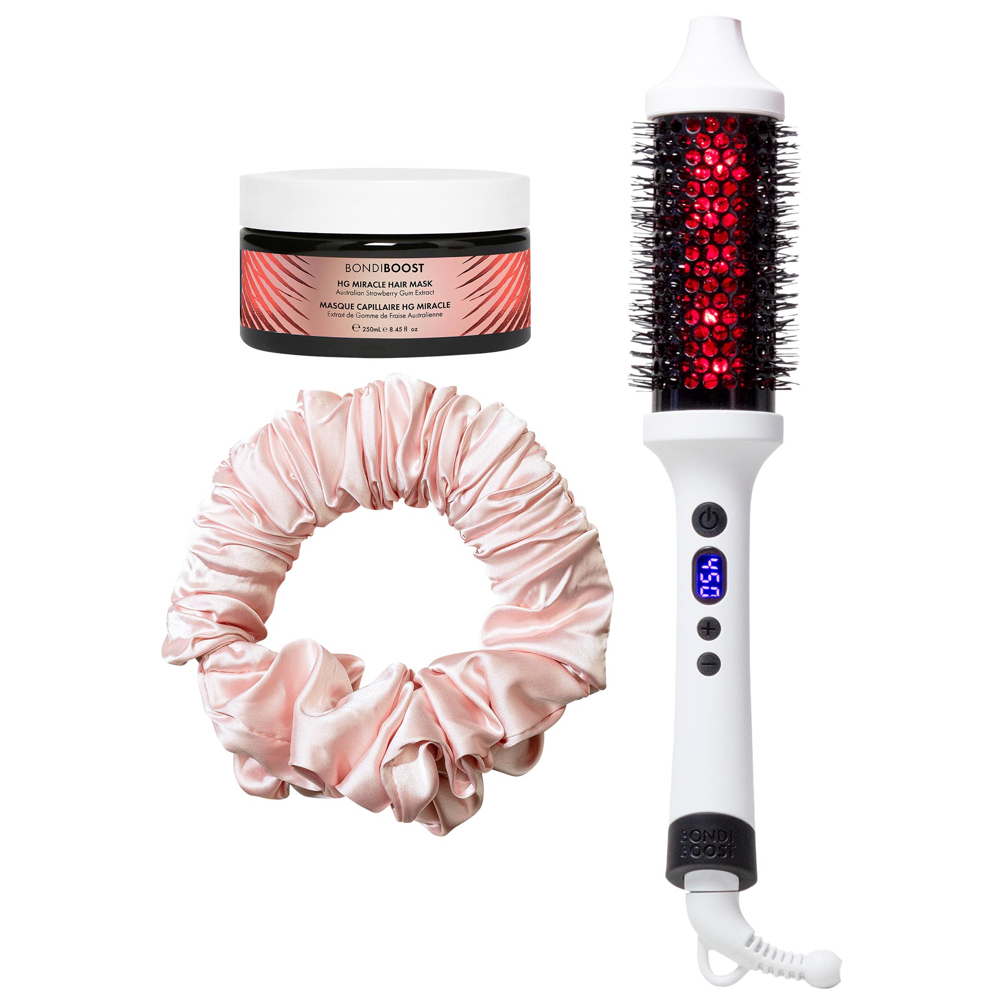 BondiBoost Infrared Heated Thermal Round Brush + Strawberry Gum Miracle Mask Set